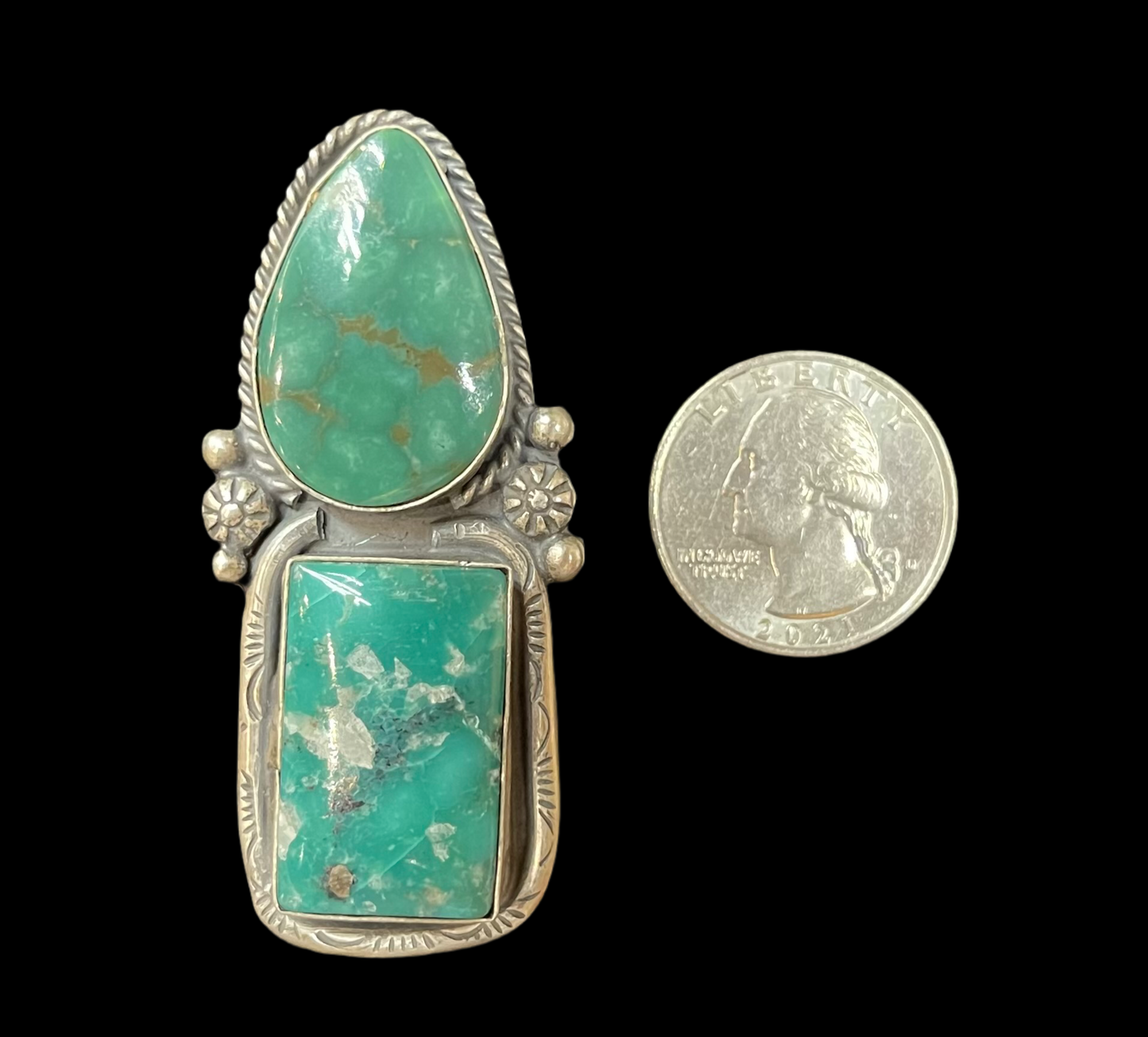 11.0 Emerald Valley Ring by Boyd Ashley, Navajo