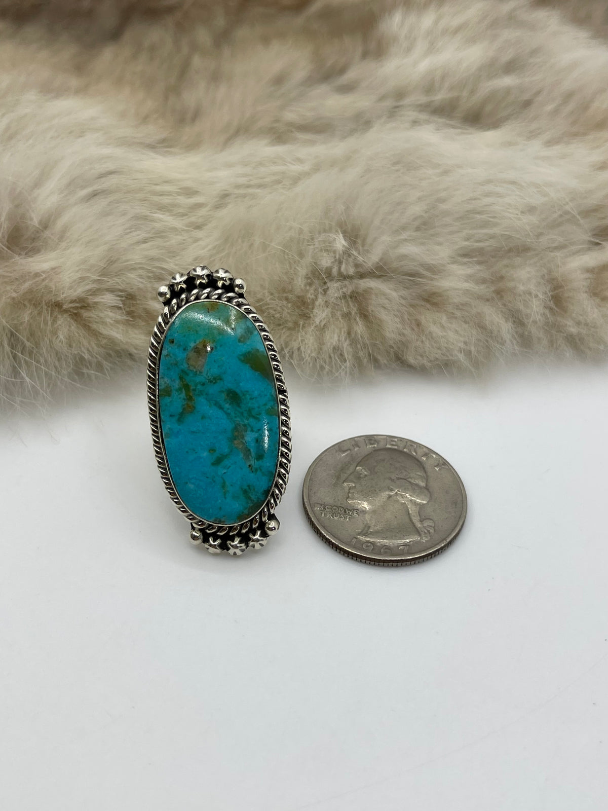 4.5 Kingman Turquoise Ring by Michael Yazzie, Navajo