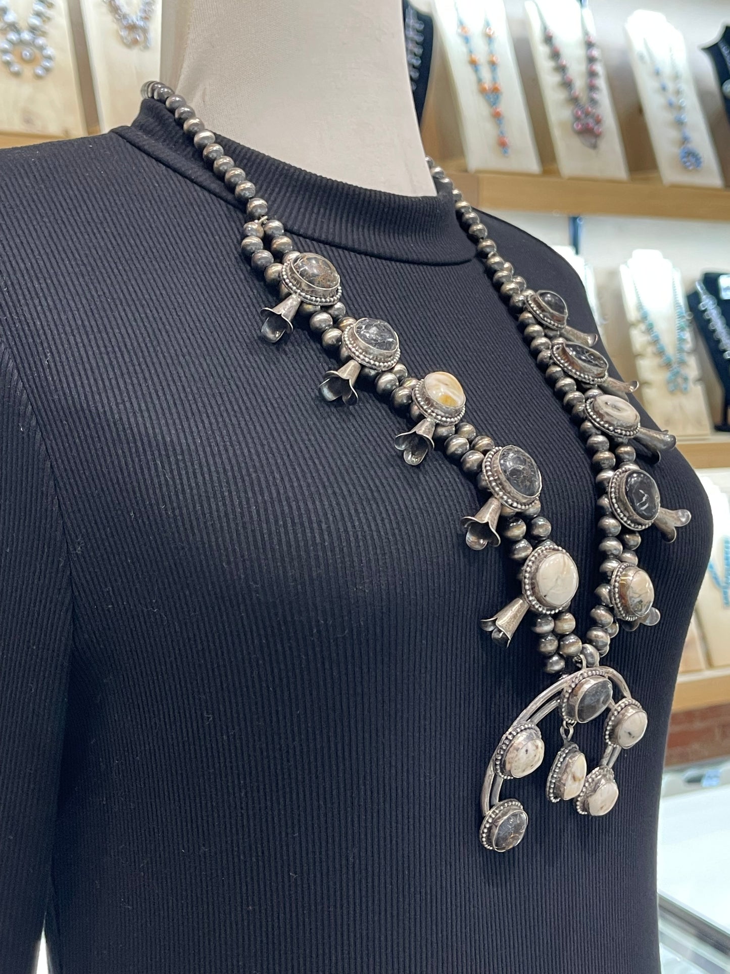8mm 27" White Buffalo Squash Necklace