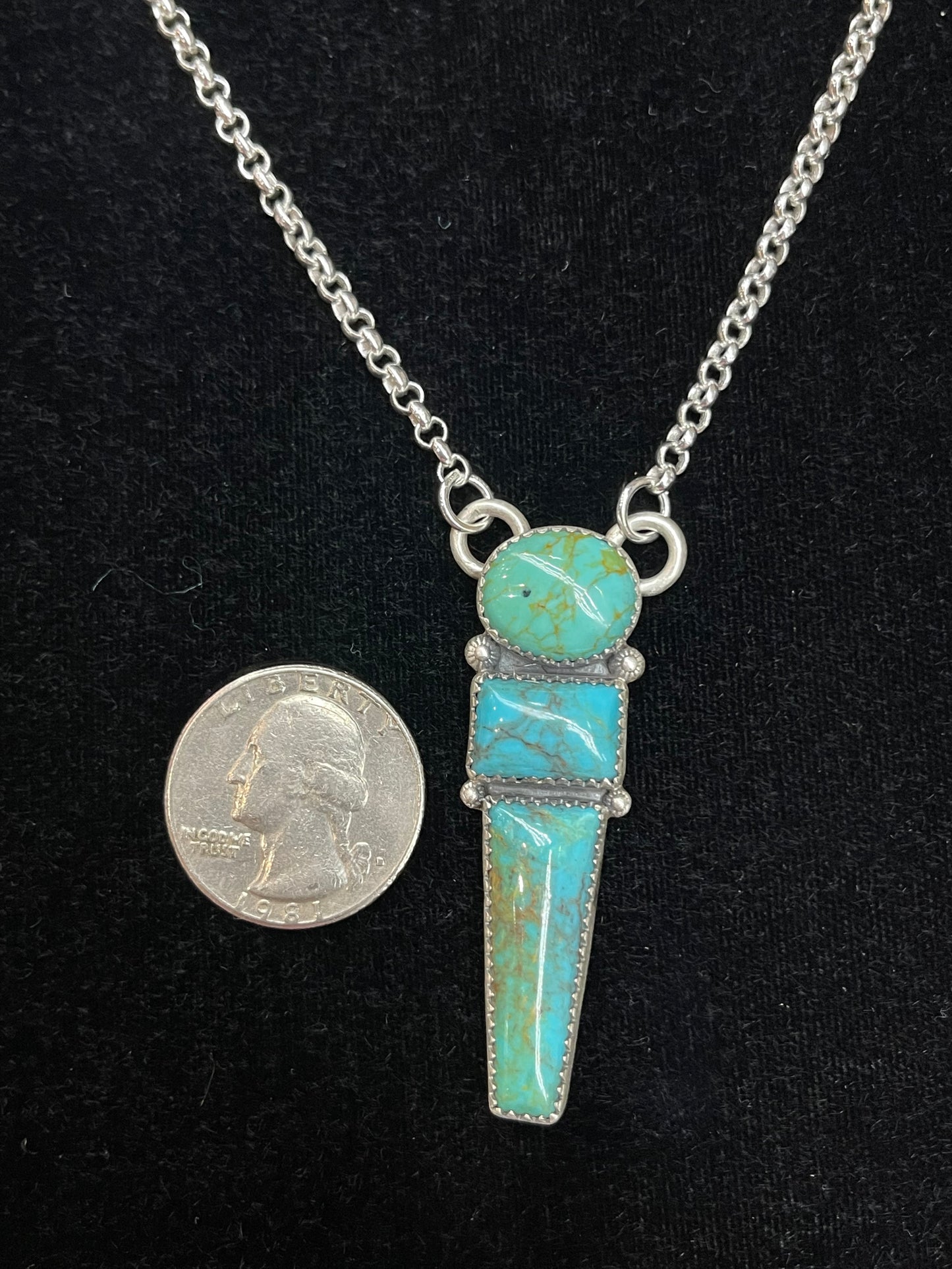 18" Three Stone Kingman Turquoise Necklace