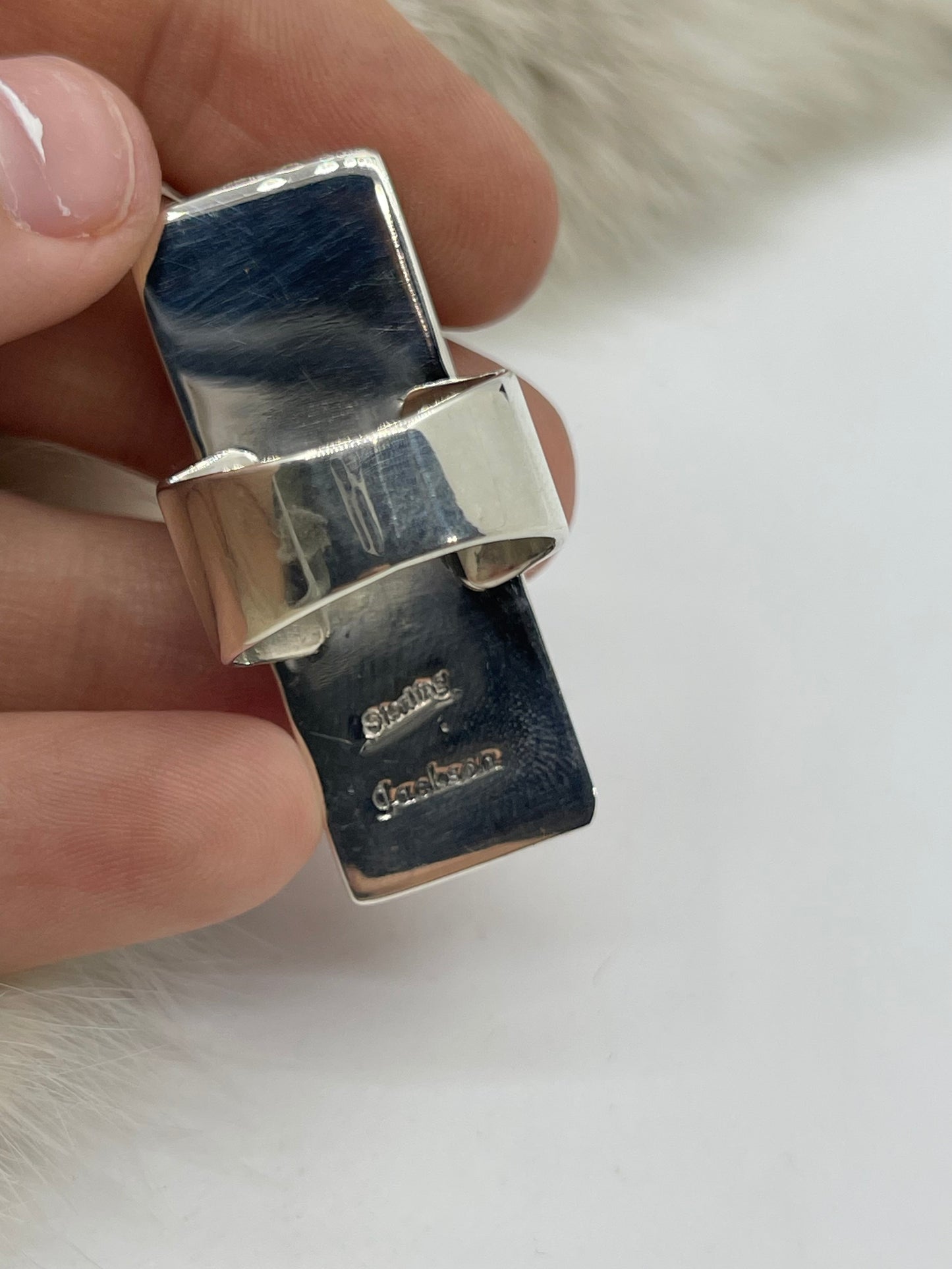 7.5 Rectangle Amazing Inlay Ring by Marie Jackson, Navajo