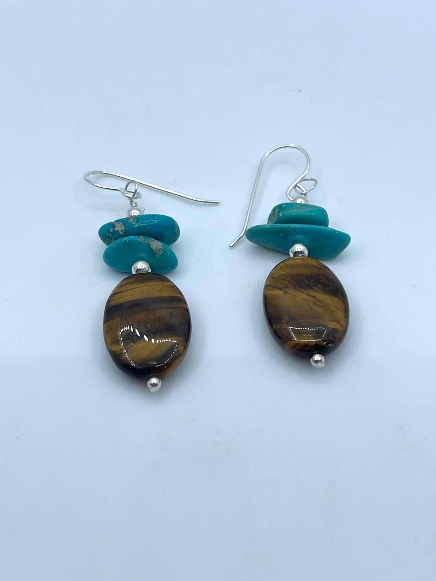 Tiger’s Eye & Turquoise Dangle Earrings