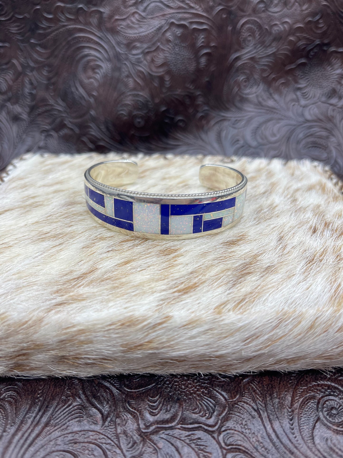 5.75" Lapis & Opal Inlay Cuff