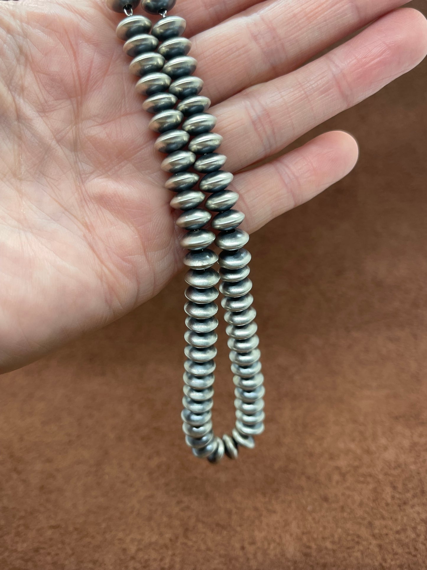 16" 8mm Handmade Rondelle Navajo Pearls Necklace by Bryannen Halwood, Navajo