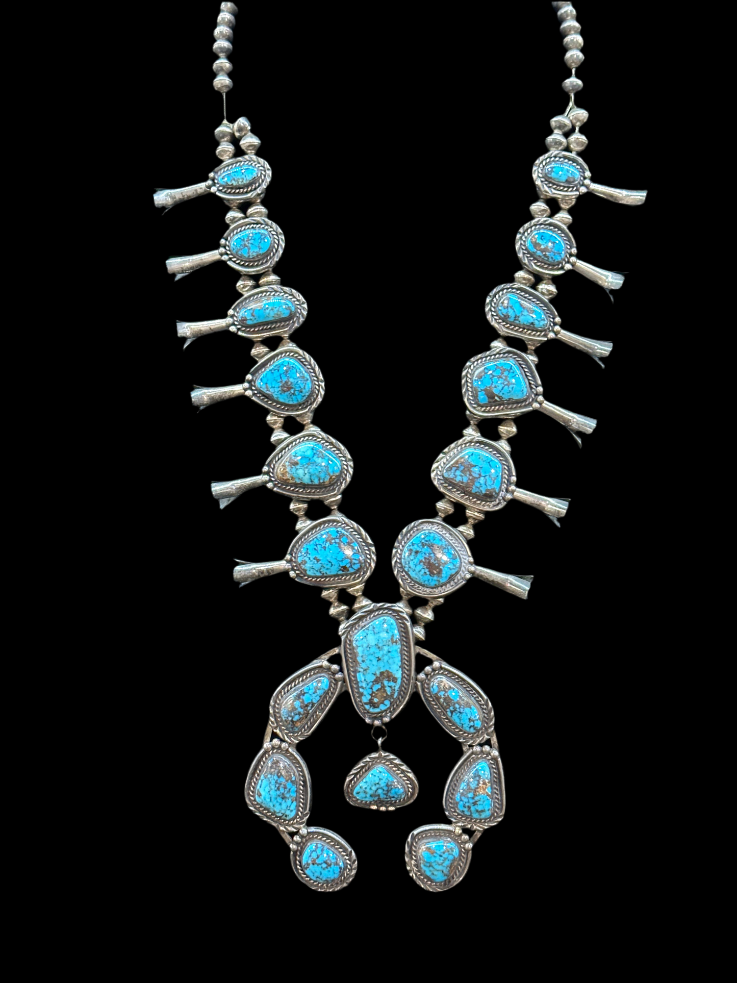 Vintage Candeleria Turquoise Squash Blossom