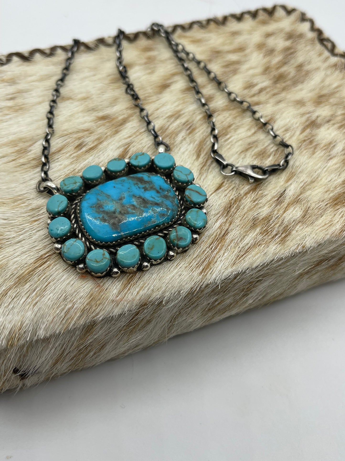 Turquoise Cluster Necklace by Larry Etsitty, Navajo