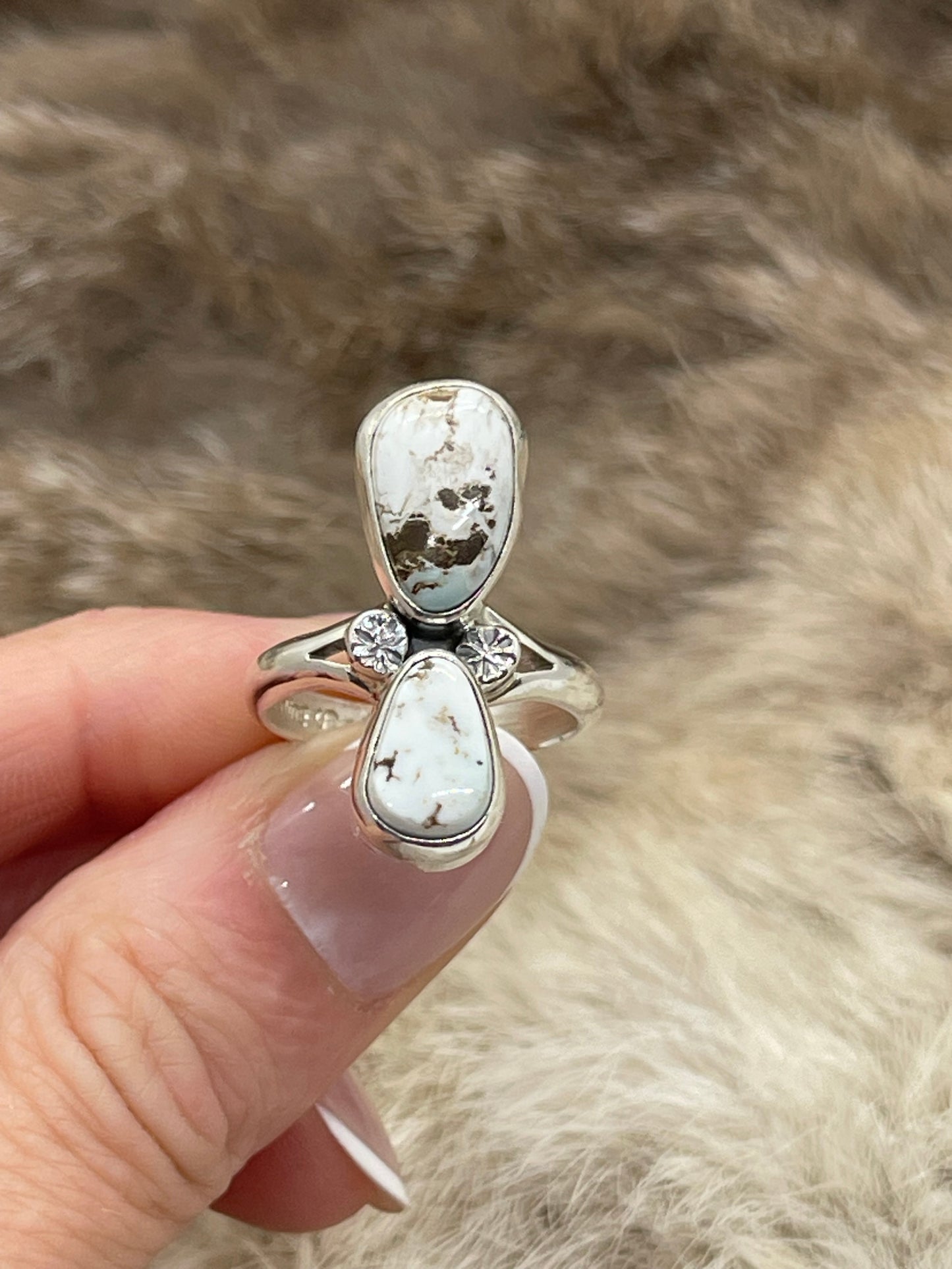 6.5 Two Stone Wild Horse Ring by SL, Navajo