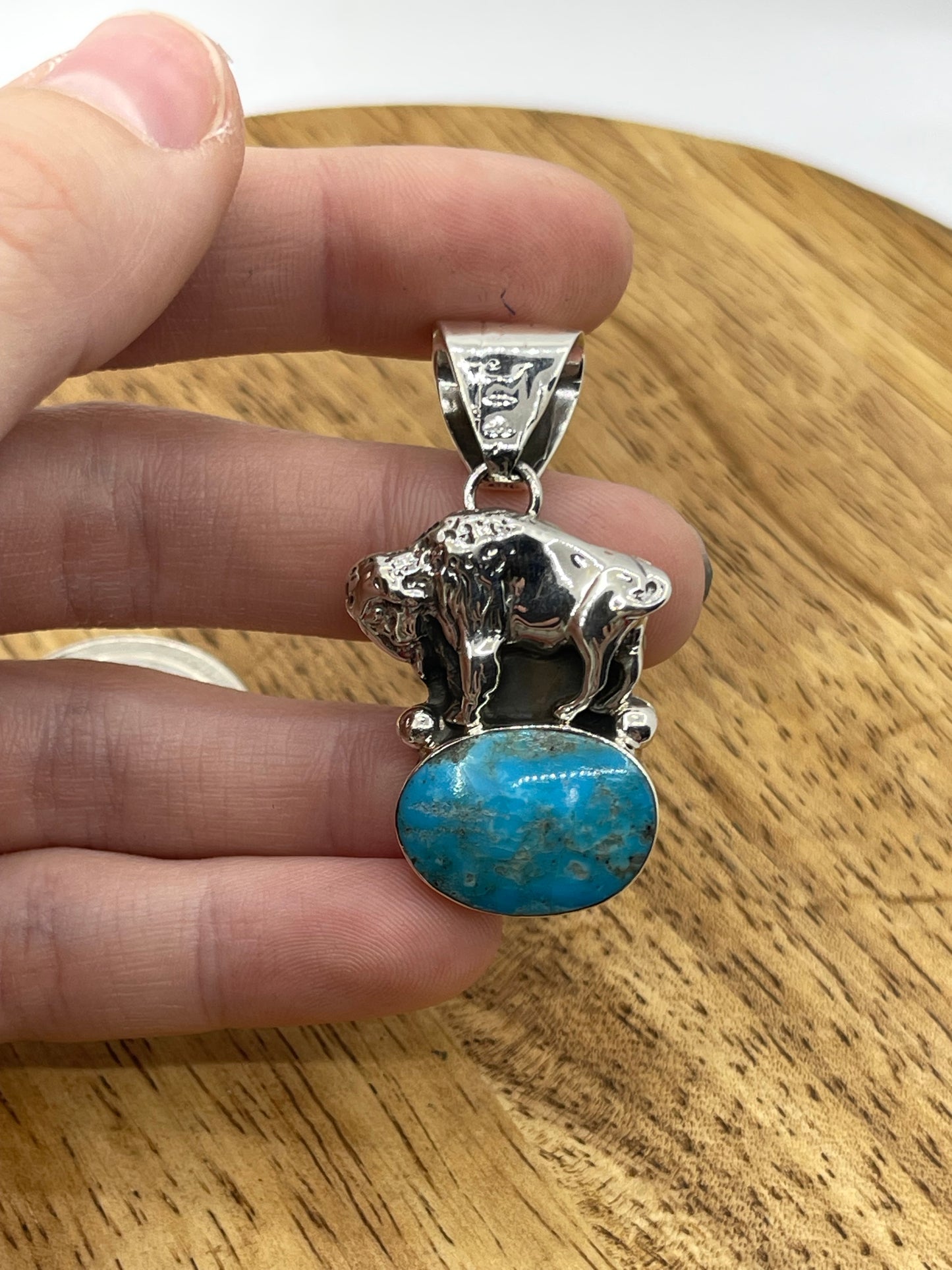 Turquoise Buffalo Pendant with  7.3mm Bale by Arthur Bruggeman, Navajo (Matrix Varies)