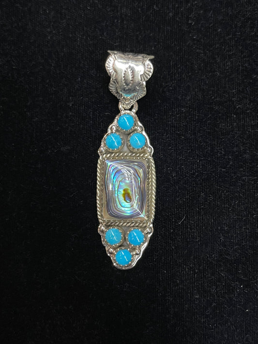 10.7mm Bale Abalone and Sleeping Beauty Turquoise Pendant