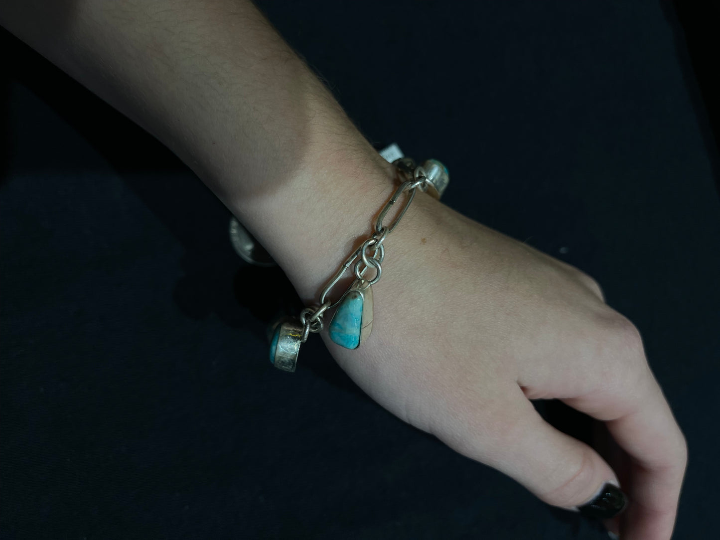 8"Turquoise Dangle Bracelet by Juanita Long, Navajo