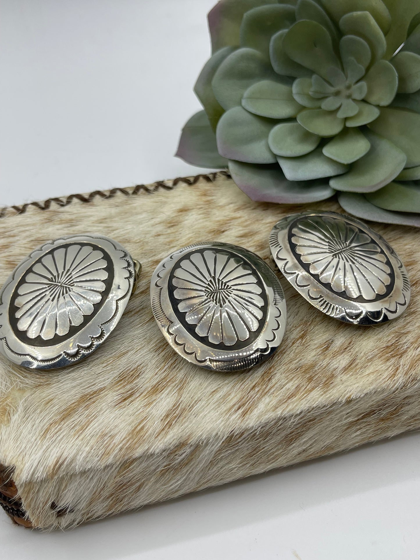 Small Concho Belt Buckle by Jolene Begay, Navajo