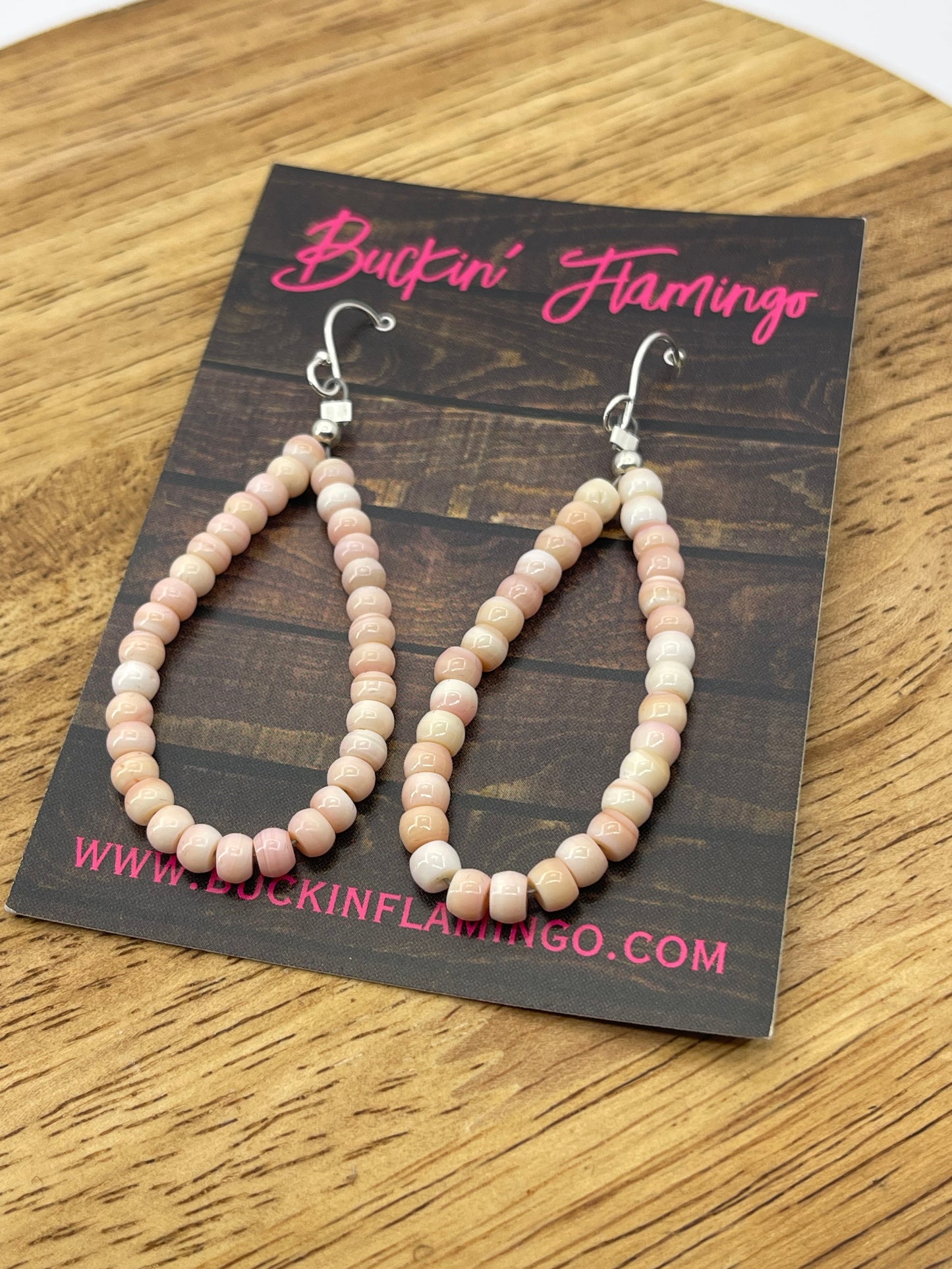 Pink Conch Shell Teardrop Dangle Earrings