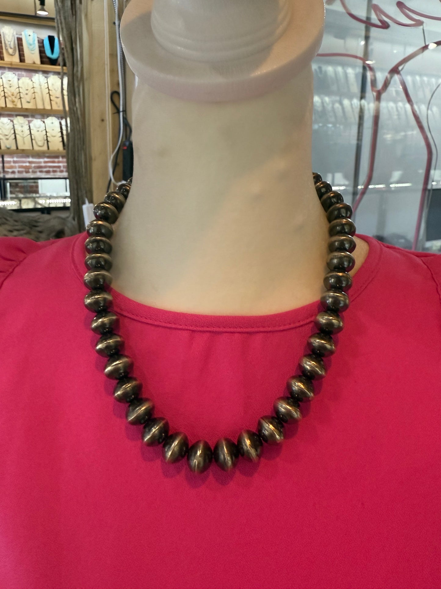 14mm 19" Handmade Navajo Pearls by Austin Hailey, Navajo