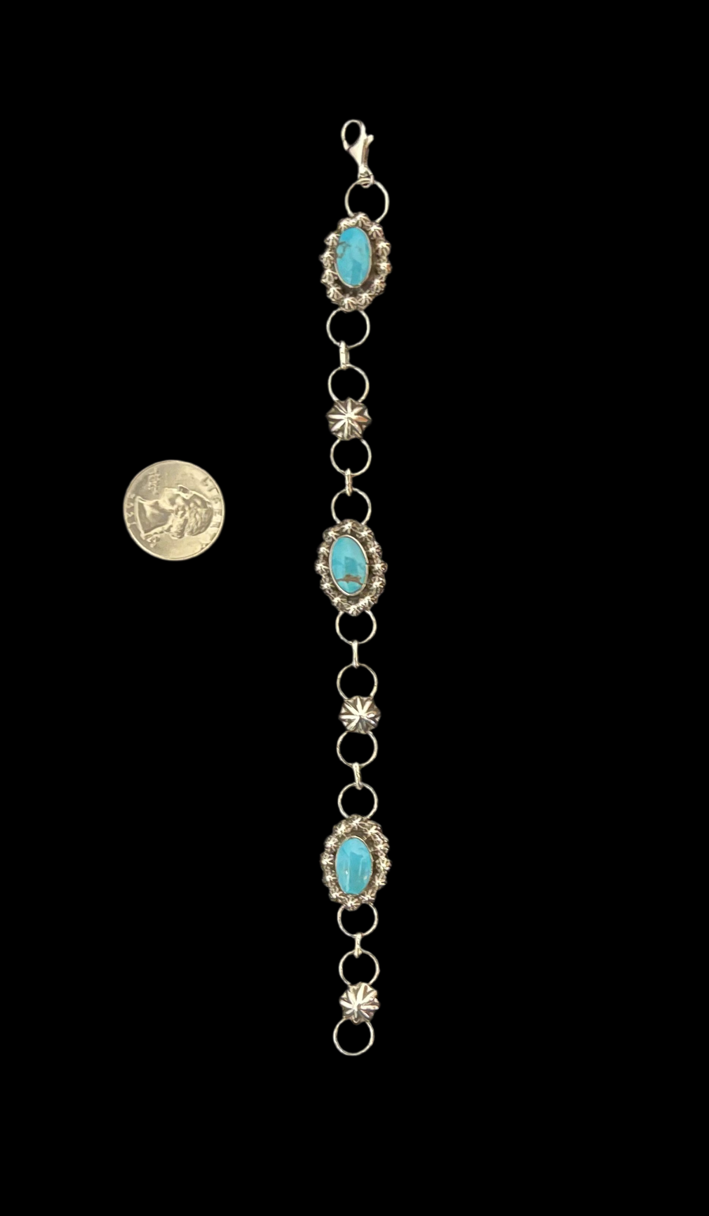 6 3/4" Turquoise Link Bracelet by Arlene Lewis, Navajo