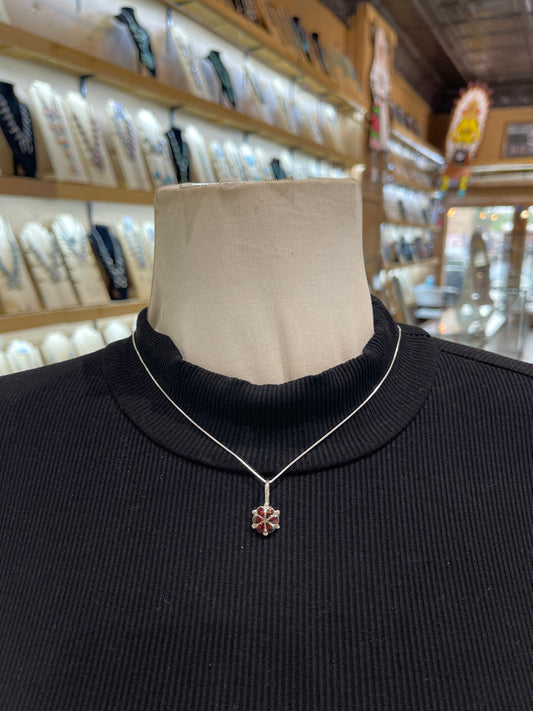 18" Chain with Maroon by Bernadette Lateyice, Zuni