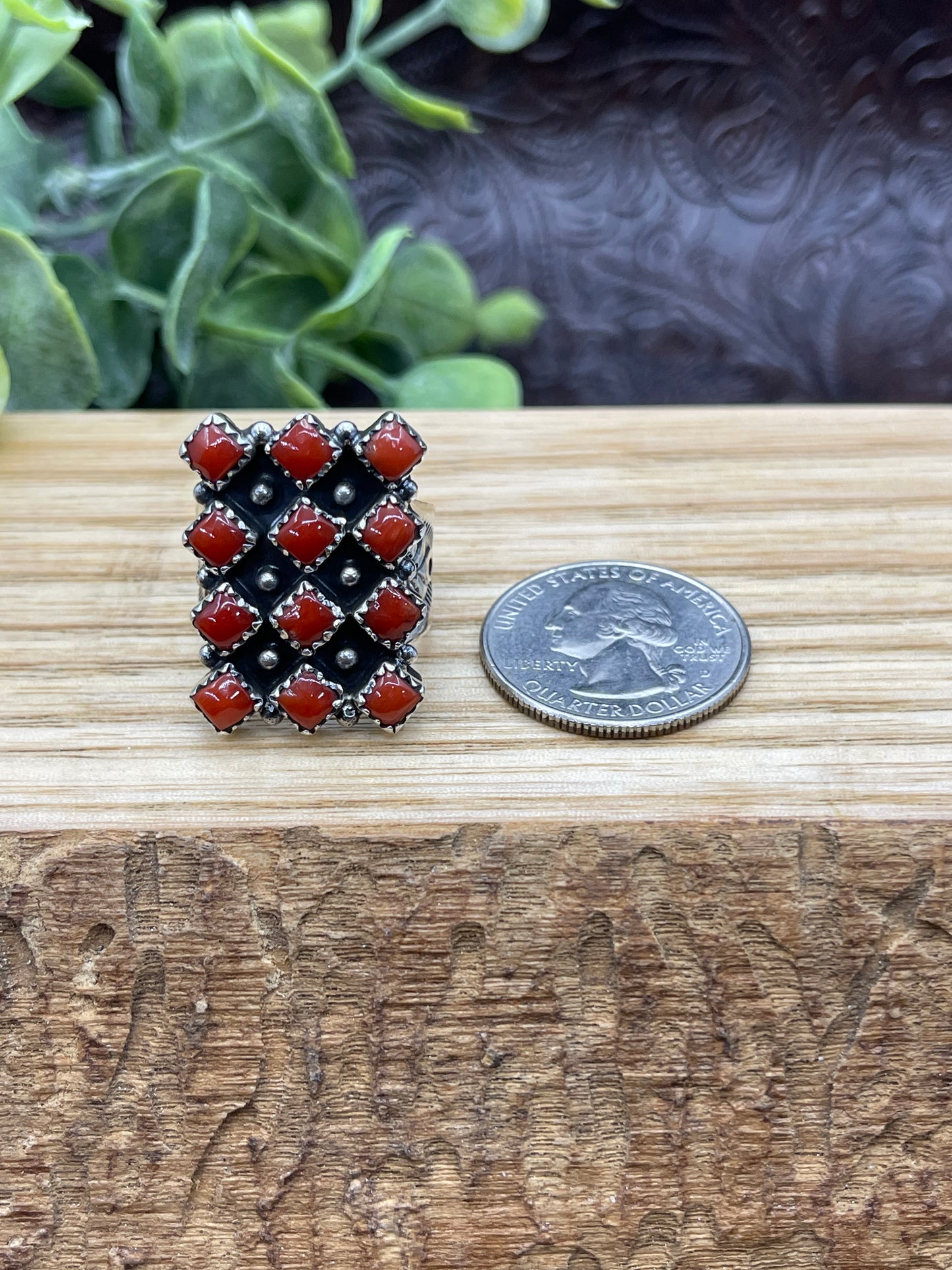 7.5 Red Coral Ring
