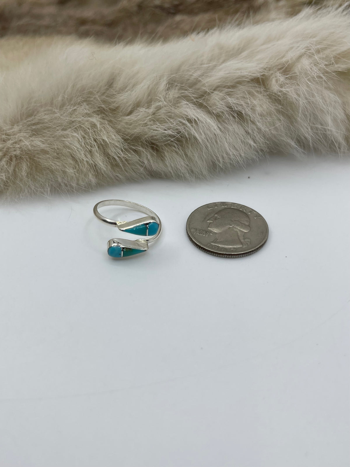 8.0- Semi-Adj. Inlay Turquoise by Velda Nastacio, Zuni