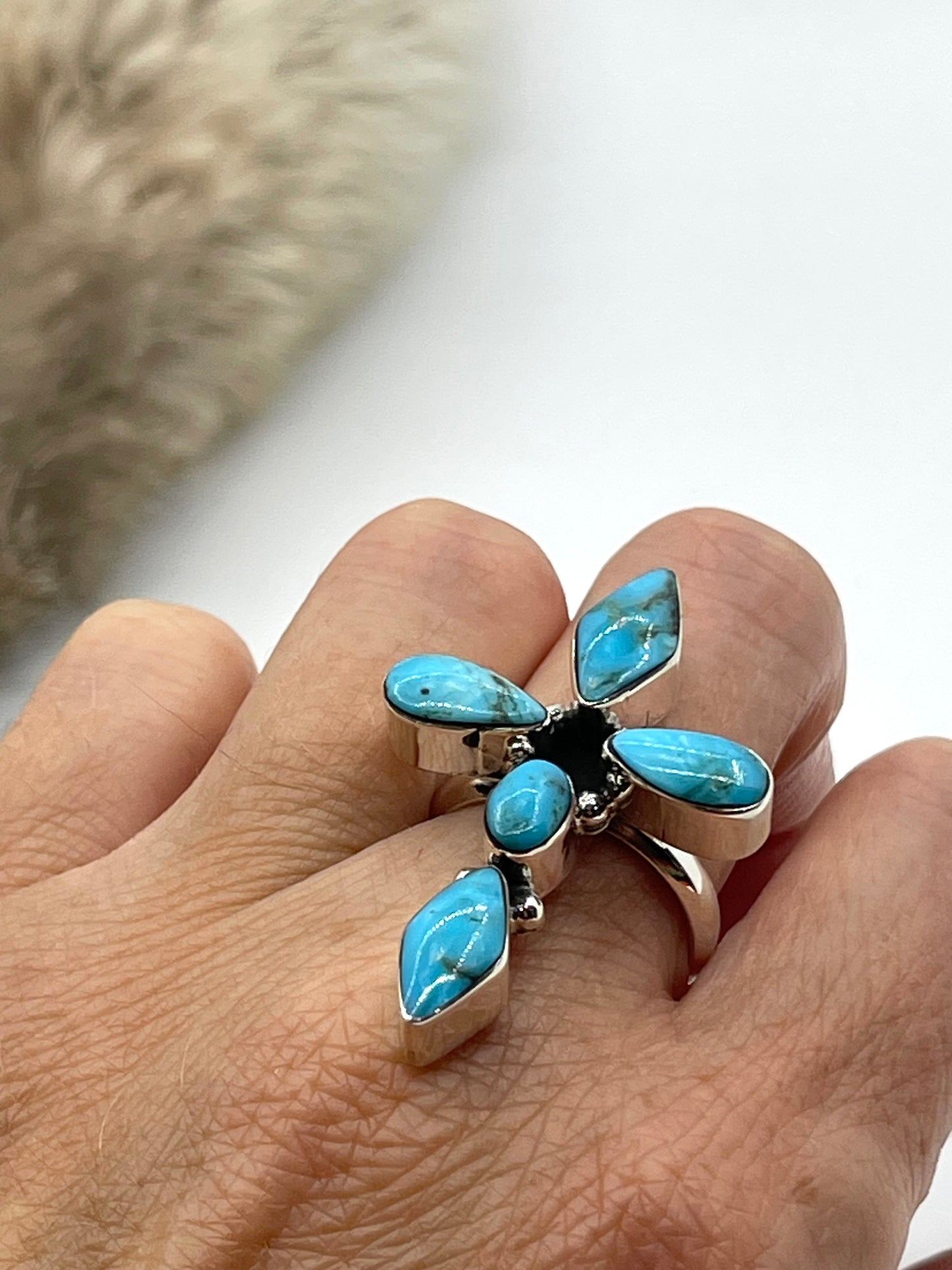 7.0 Blue Cross Turquoise Ring by Harold
