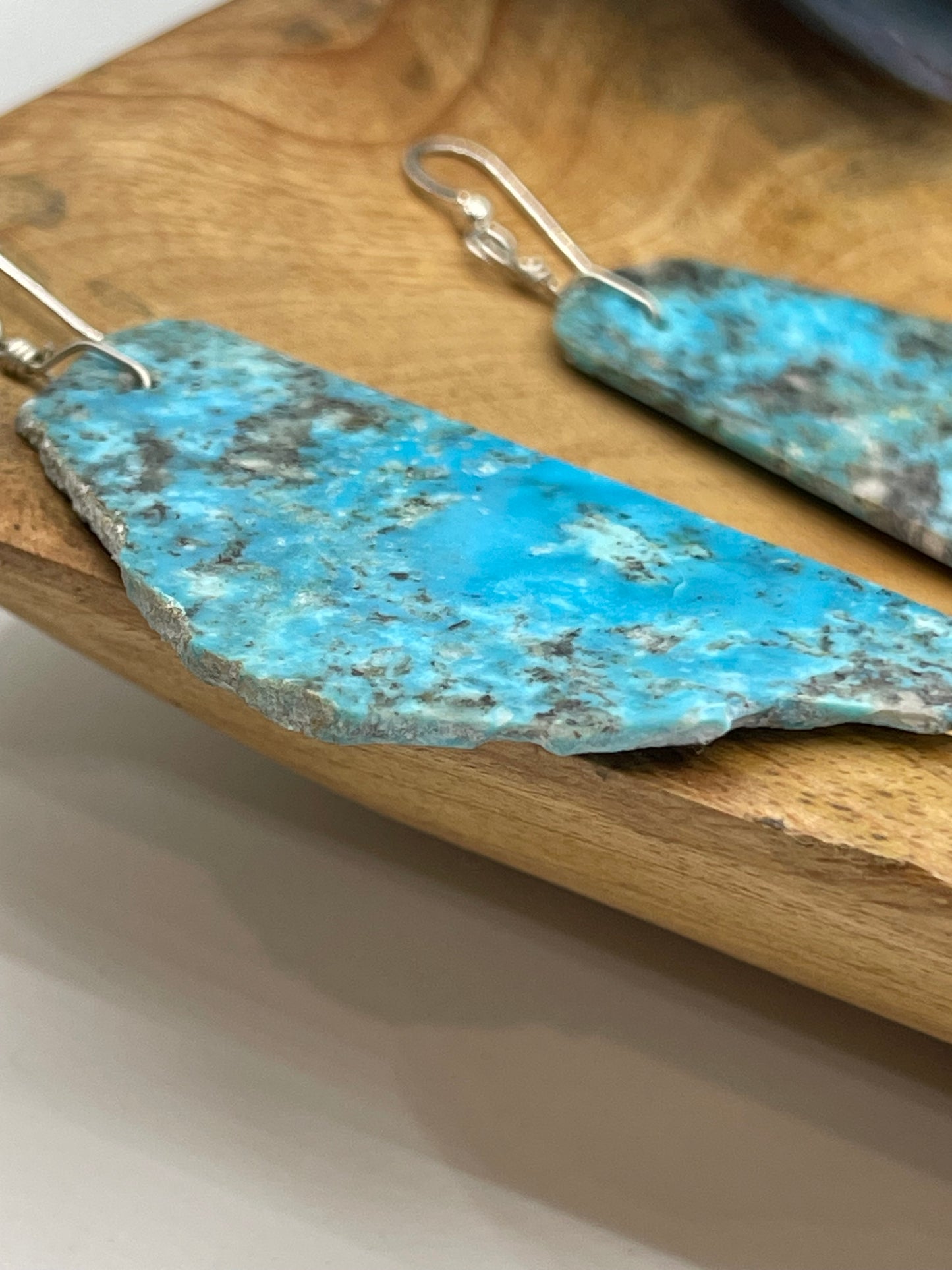LOT 61 B 1/25    Natural Kingman Turquoise Slab Earrings