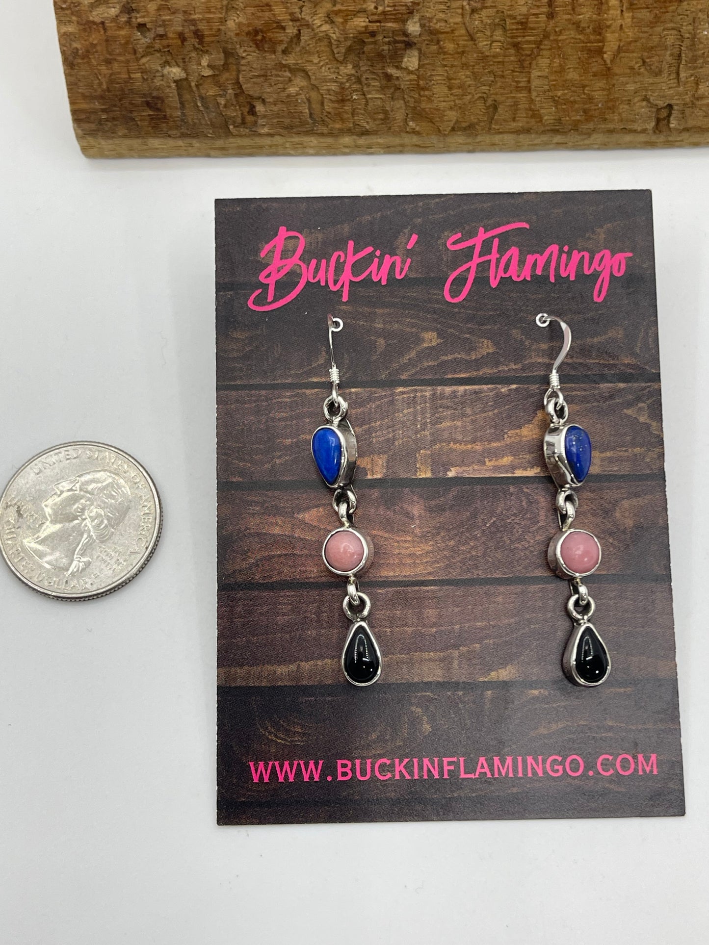 3 Stone Multi Stone Dangle Earrings