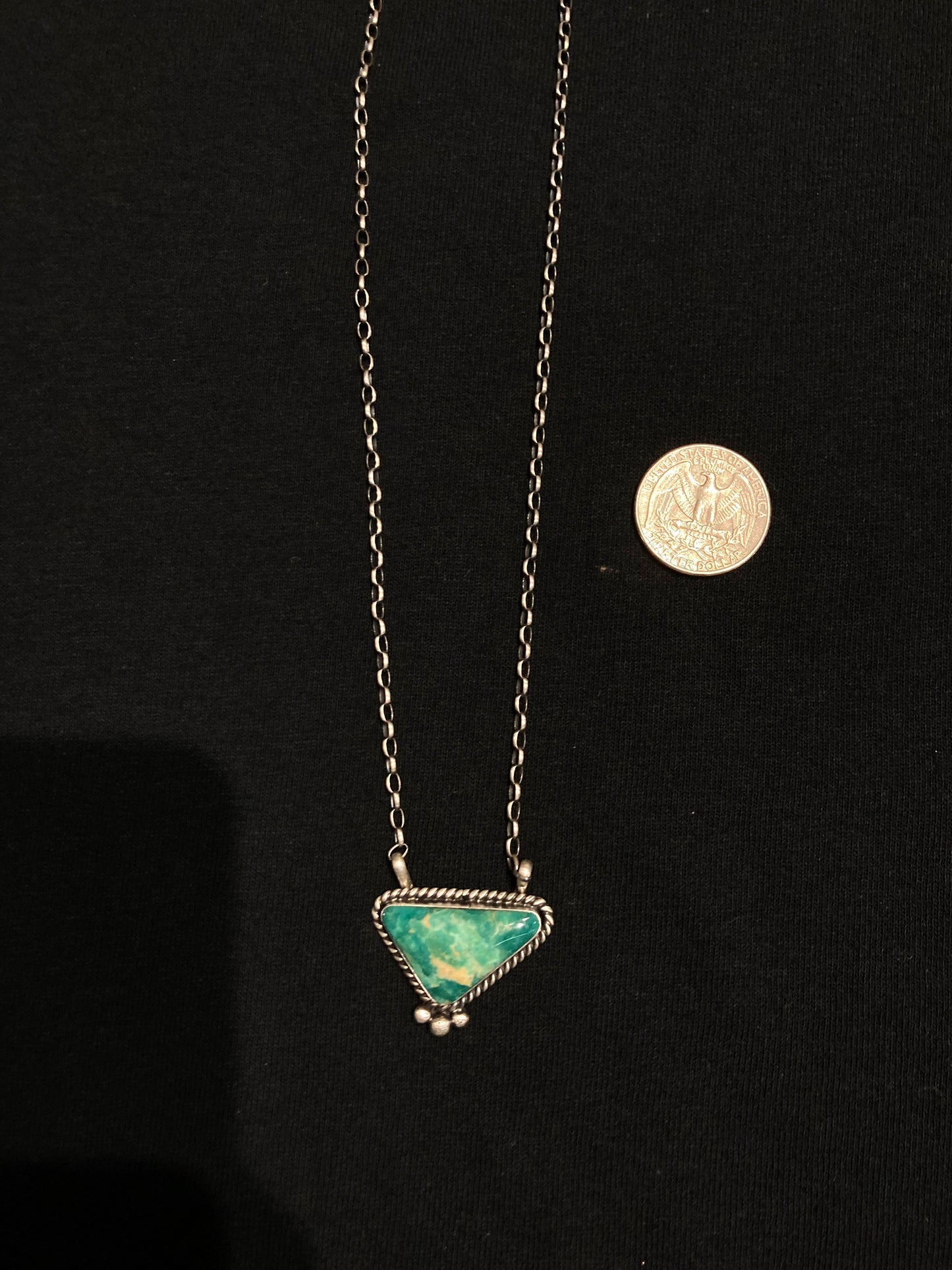 18" Kingman Turquoise Triangle Necklace by Augustine Largo, Navajo