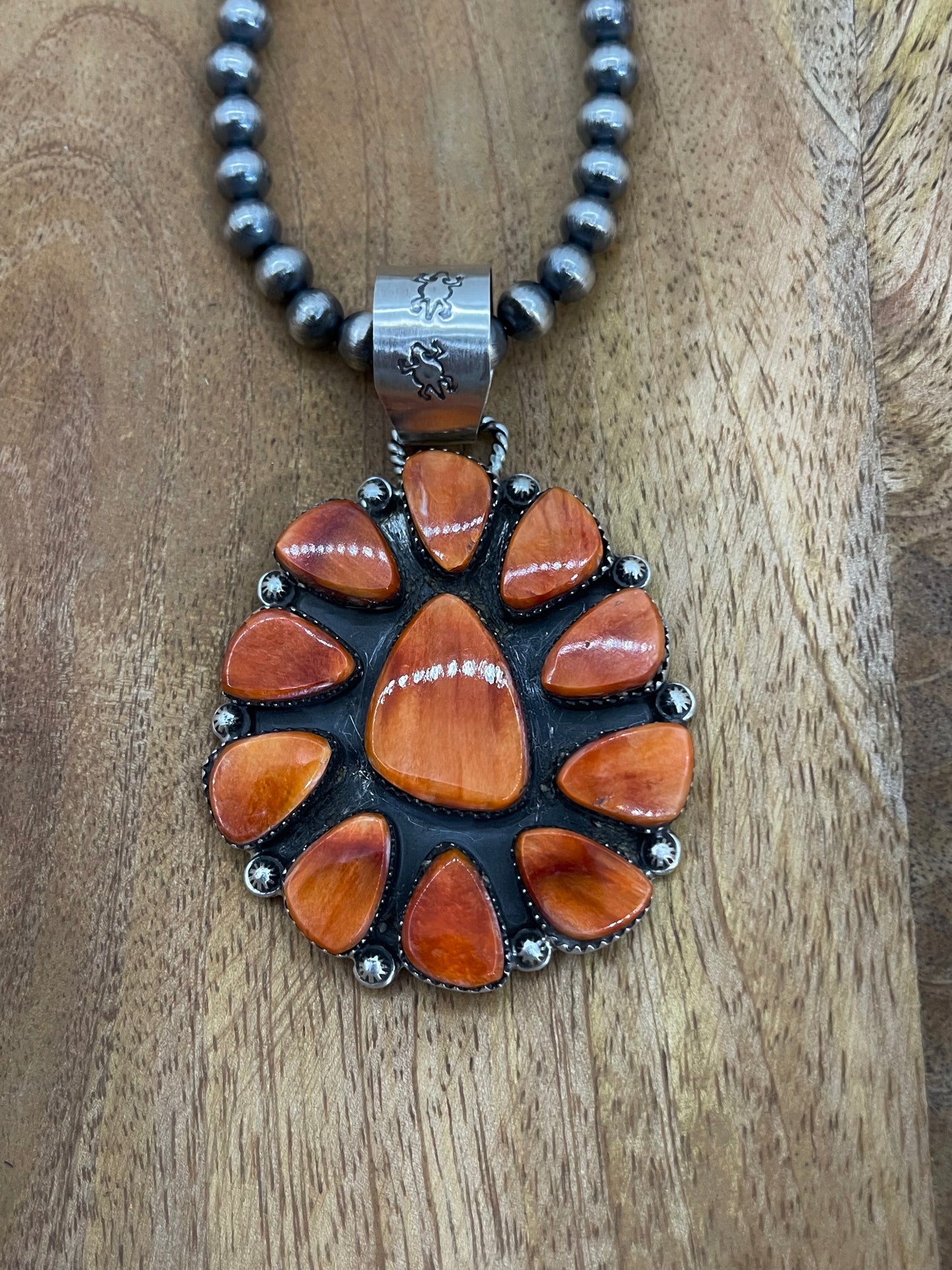 18" Orange Spiny Cluster Necklace