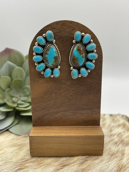 Half Cluster Kingman Turquoise Earrings