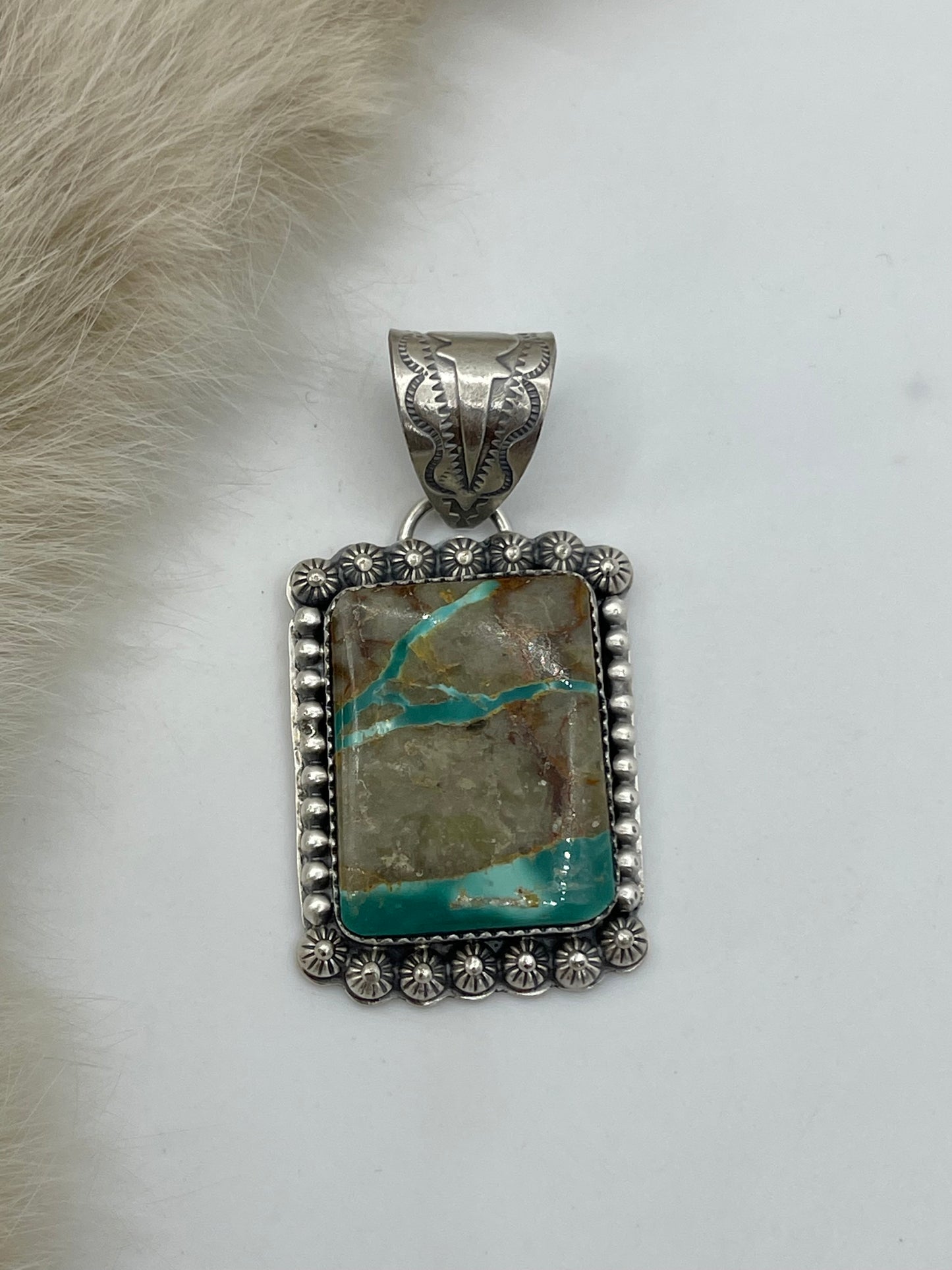 Boulder Ribbon Turquoise Pendant by Jeff Largo, Navajo