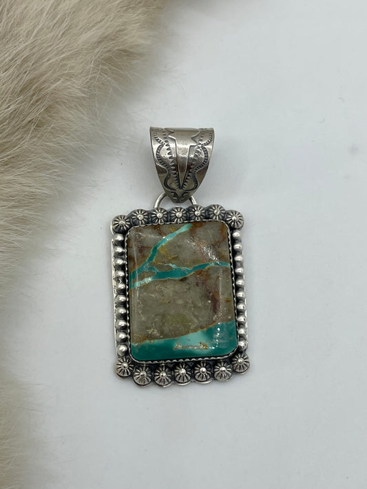 Boulder Ribbon Turquoise Pendant by Jeff Largo, Navajo