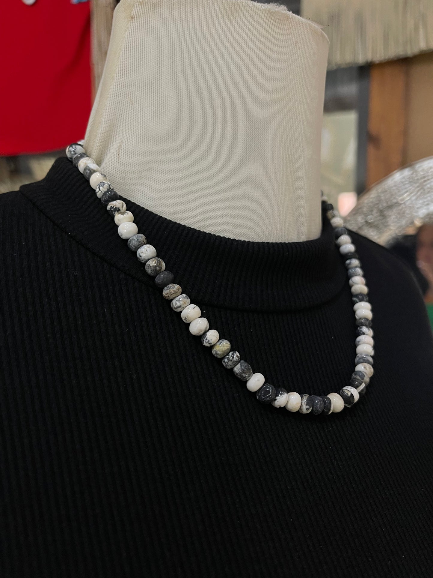 19" 7mm White Buffalo Beaded Necklace