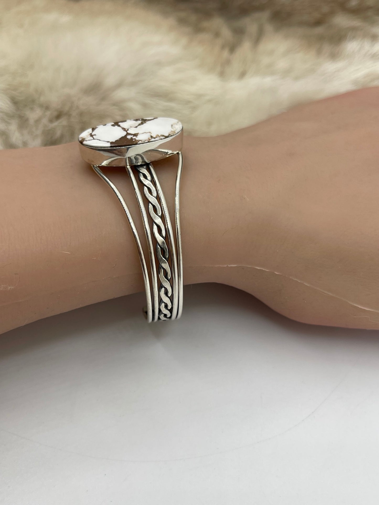 5.5”-7” Wild Horse Cuff by Joelias Draper, Navajo