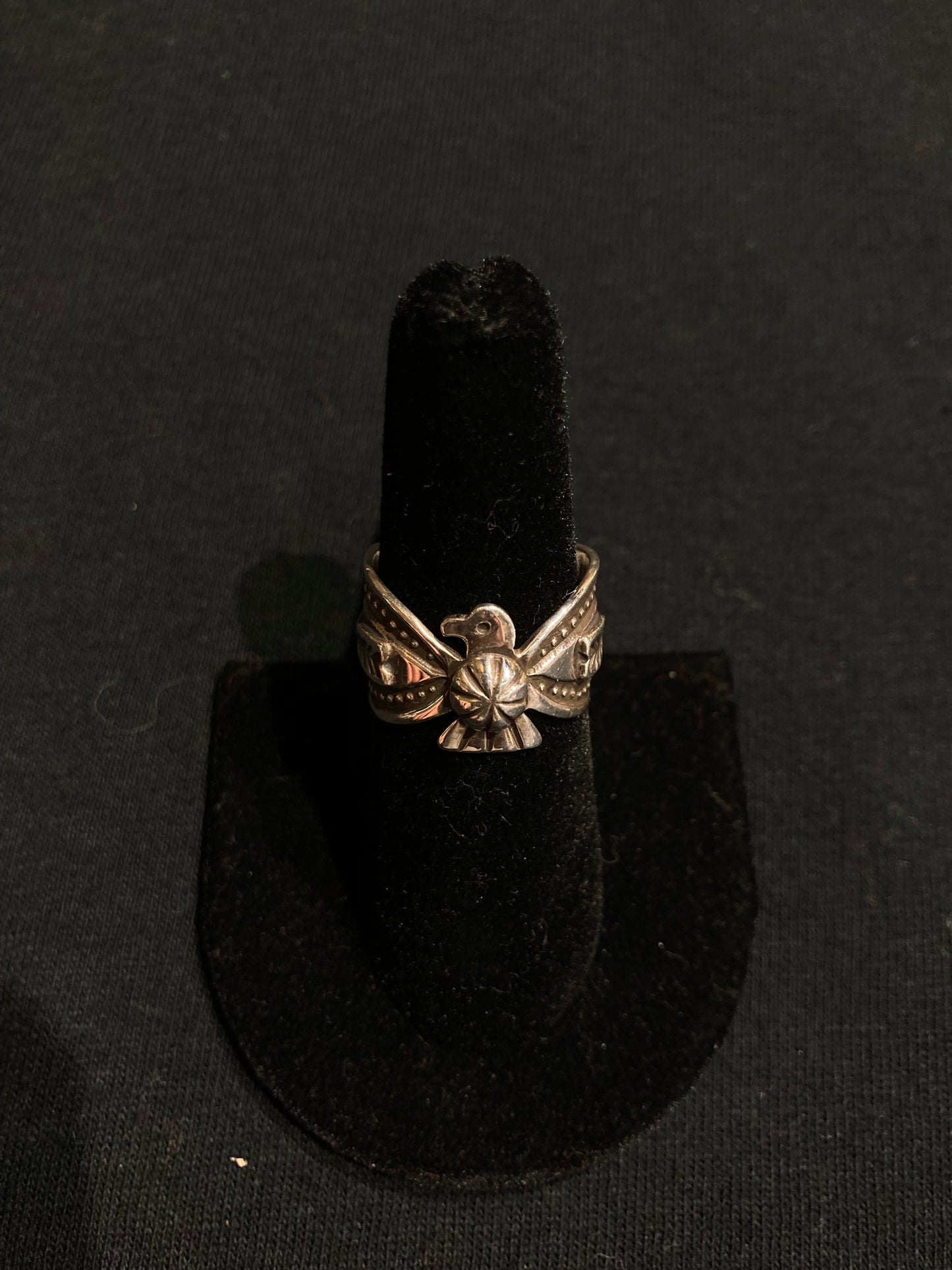 7.0 Sterling Silver Thunderbird Ring by Darrell Cadman, Navajo