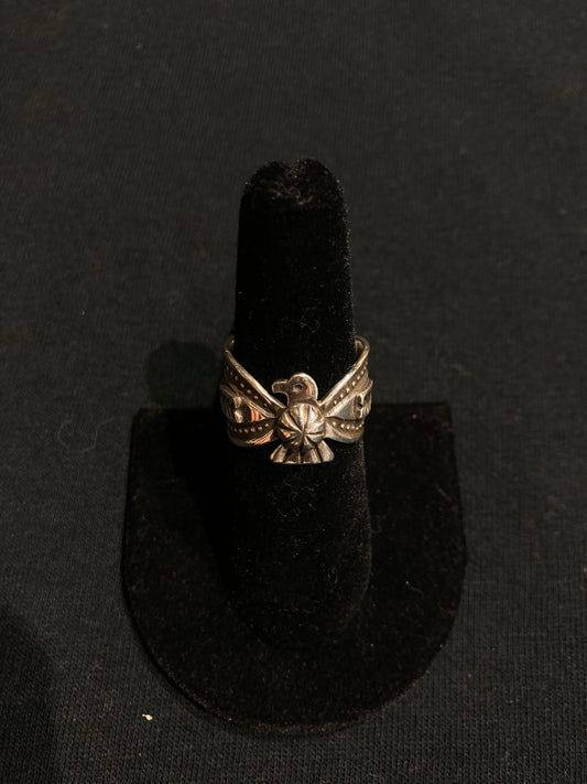 7.0 Sterling Silver Thunderbird Ring by Darrell Cadman, Navajo