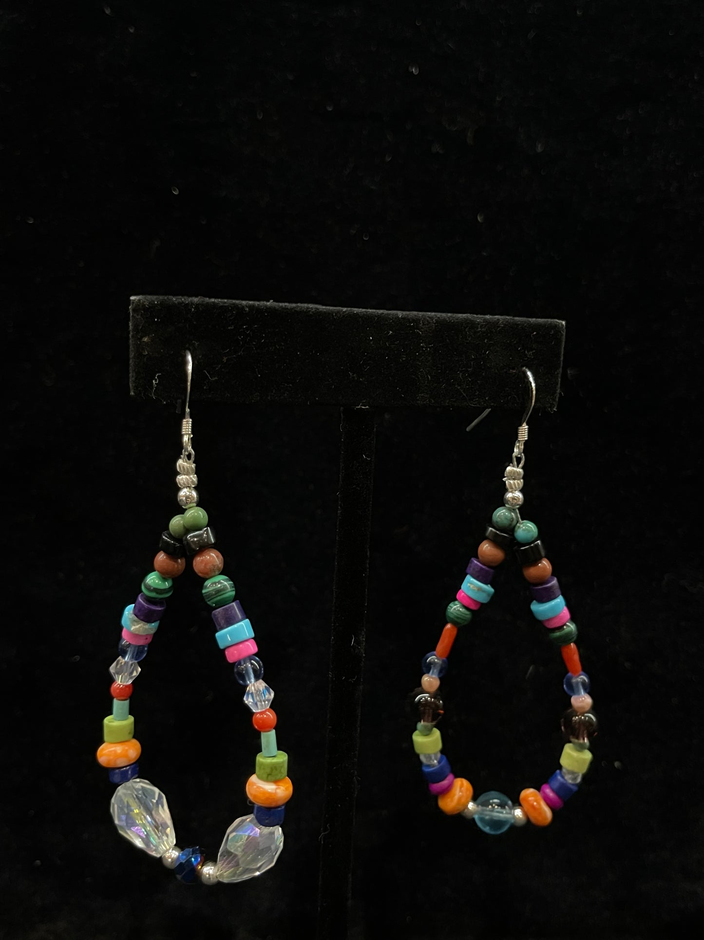 Multi Stone Teardrop Beaded Dangle Earrings