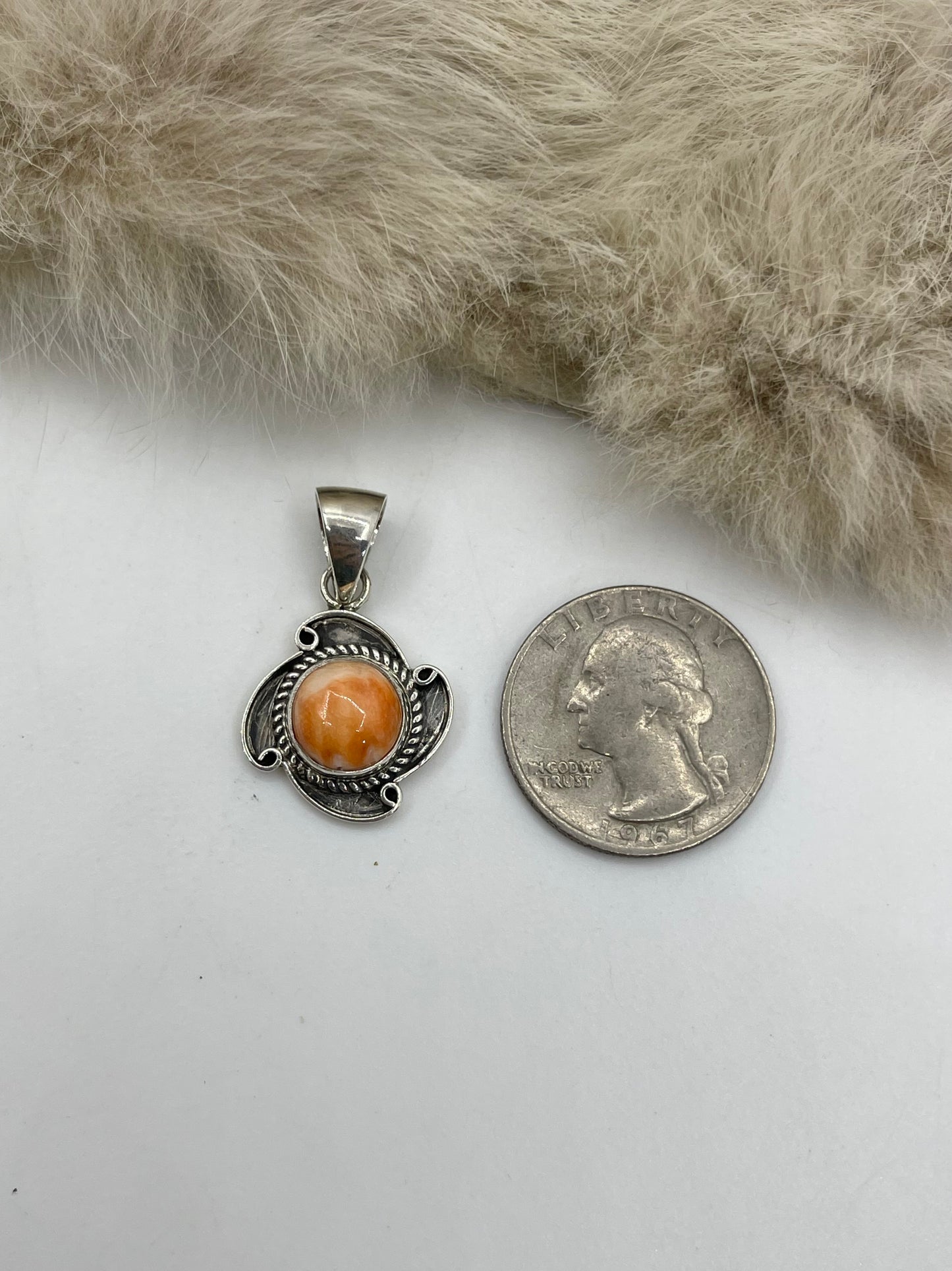 5.8mm Bail Orange Spiny Oyster Shell Pendant