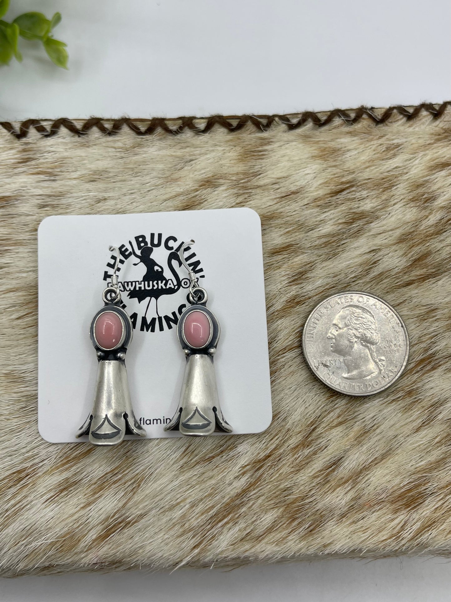 Small Blossom Dangles with Pink Conch Shell Earrings