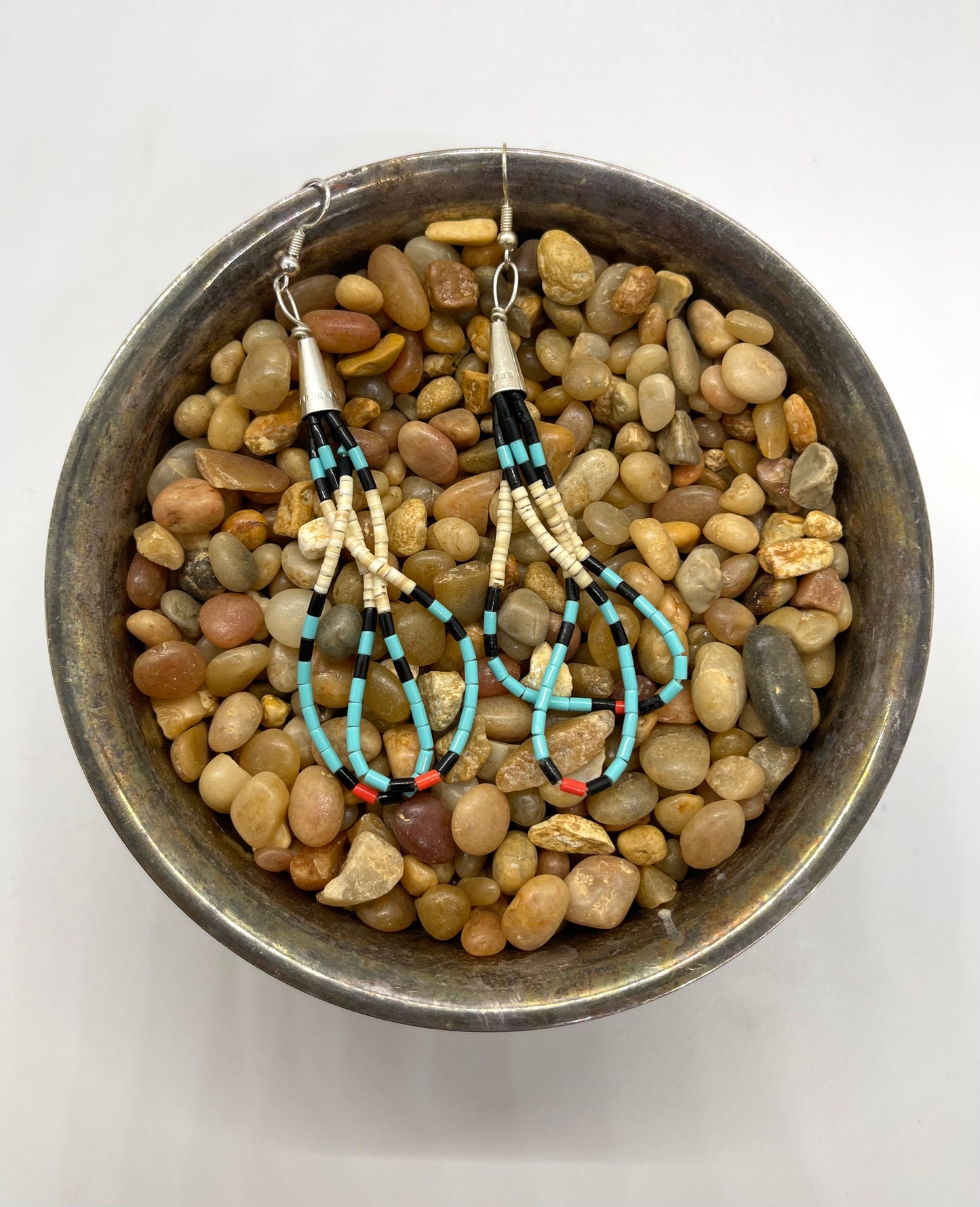 Colorful Beaded Teardrop Dangle Earrings by Paul Tenorio Sr, Santo Domingo