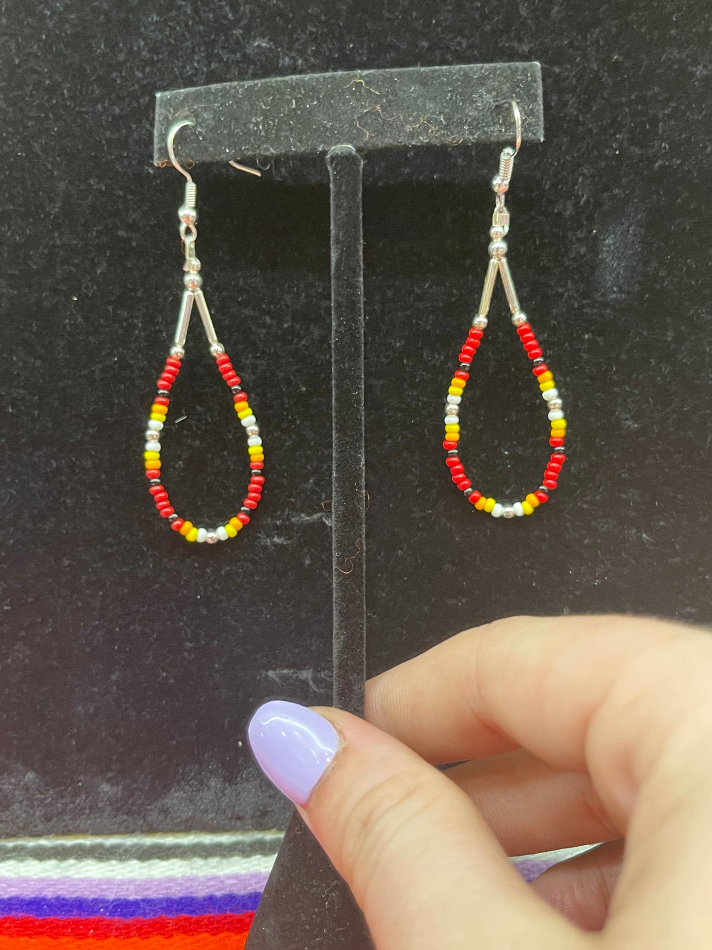 Tear Drop Glass Seed Bead Dangles by Franklin Kee, Navajo