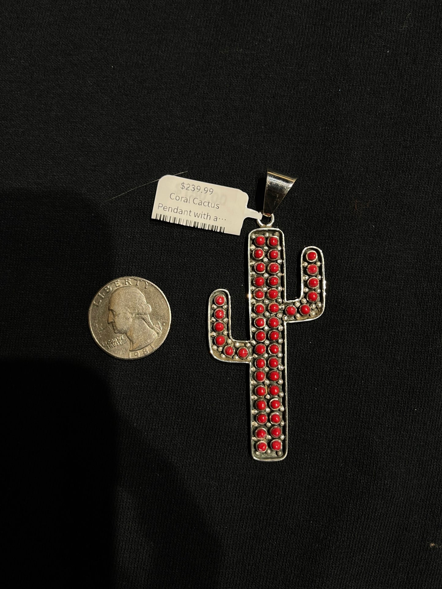 Coral Cactus Pendant with a 7mm Bale