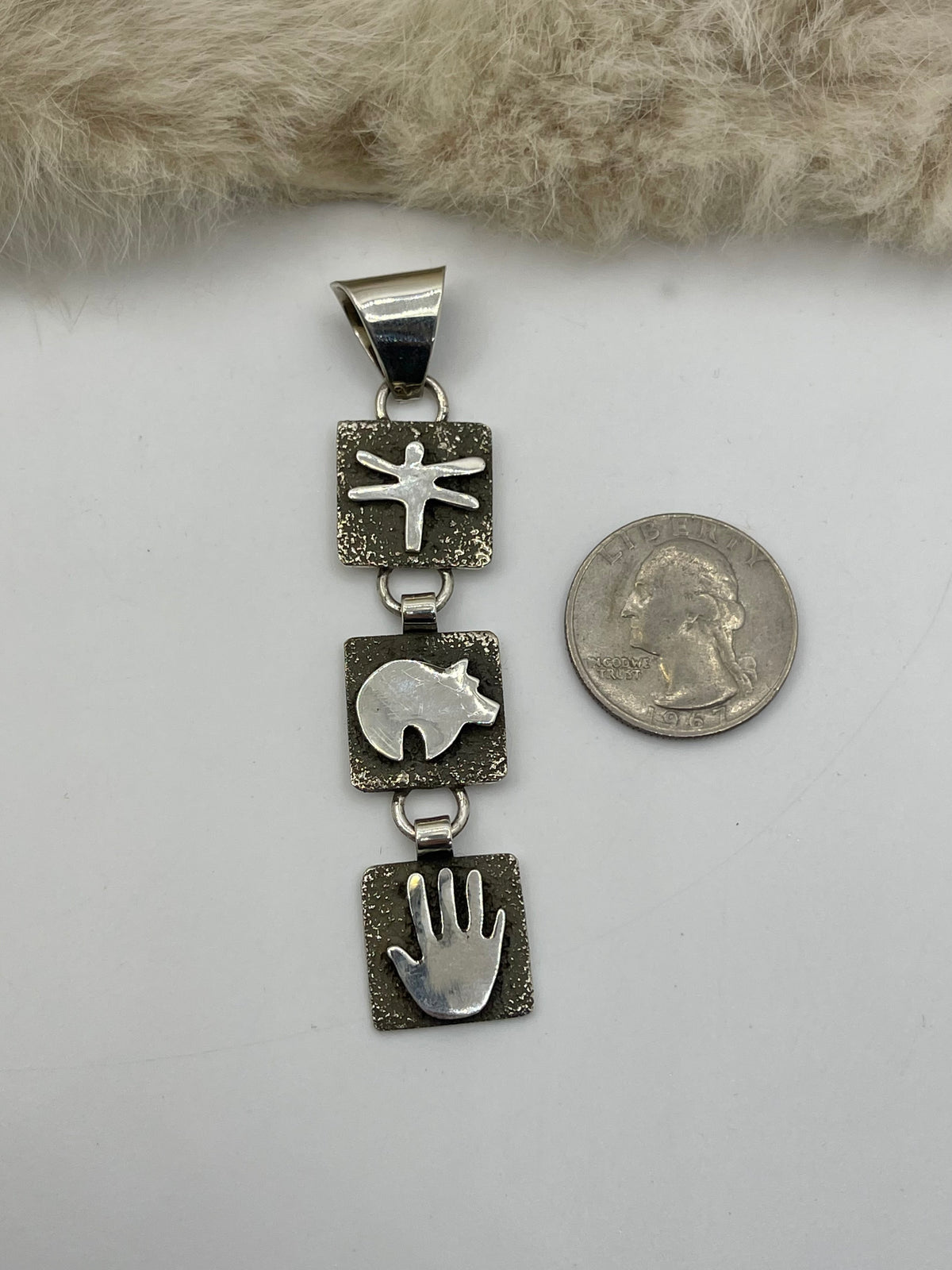 7mm Bail Triple Dangle Mini Petroglyph Pendant by Alex Sanchez, Navajo