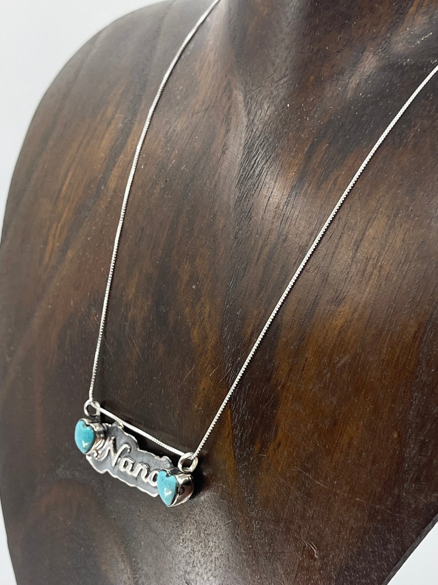 LOT 9 A 11/30 16" Turquoise Heart "NANA" Necklace by Myra Benally, Navajo