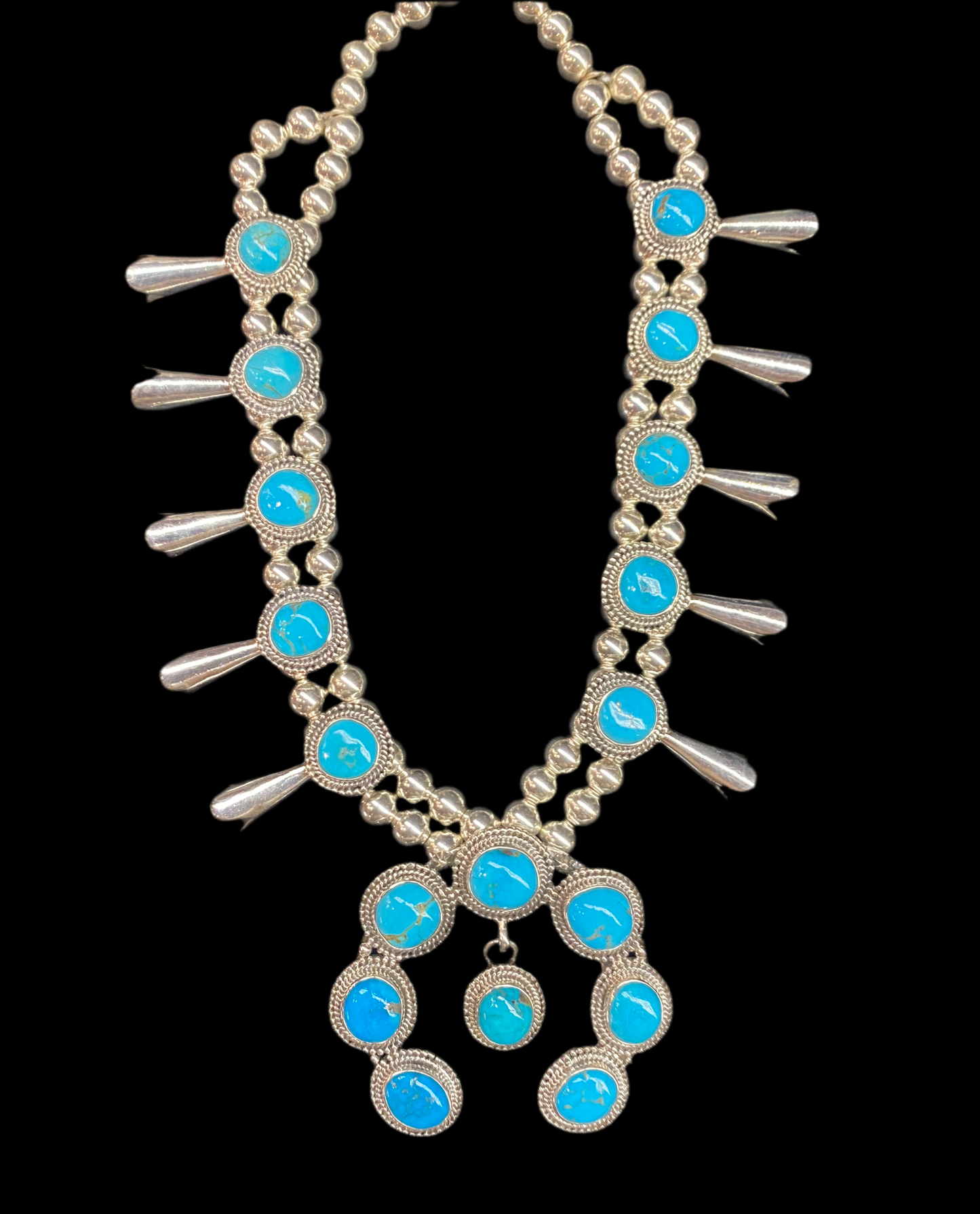 26" Turquoise Squash Blossom by Zia