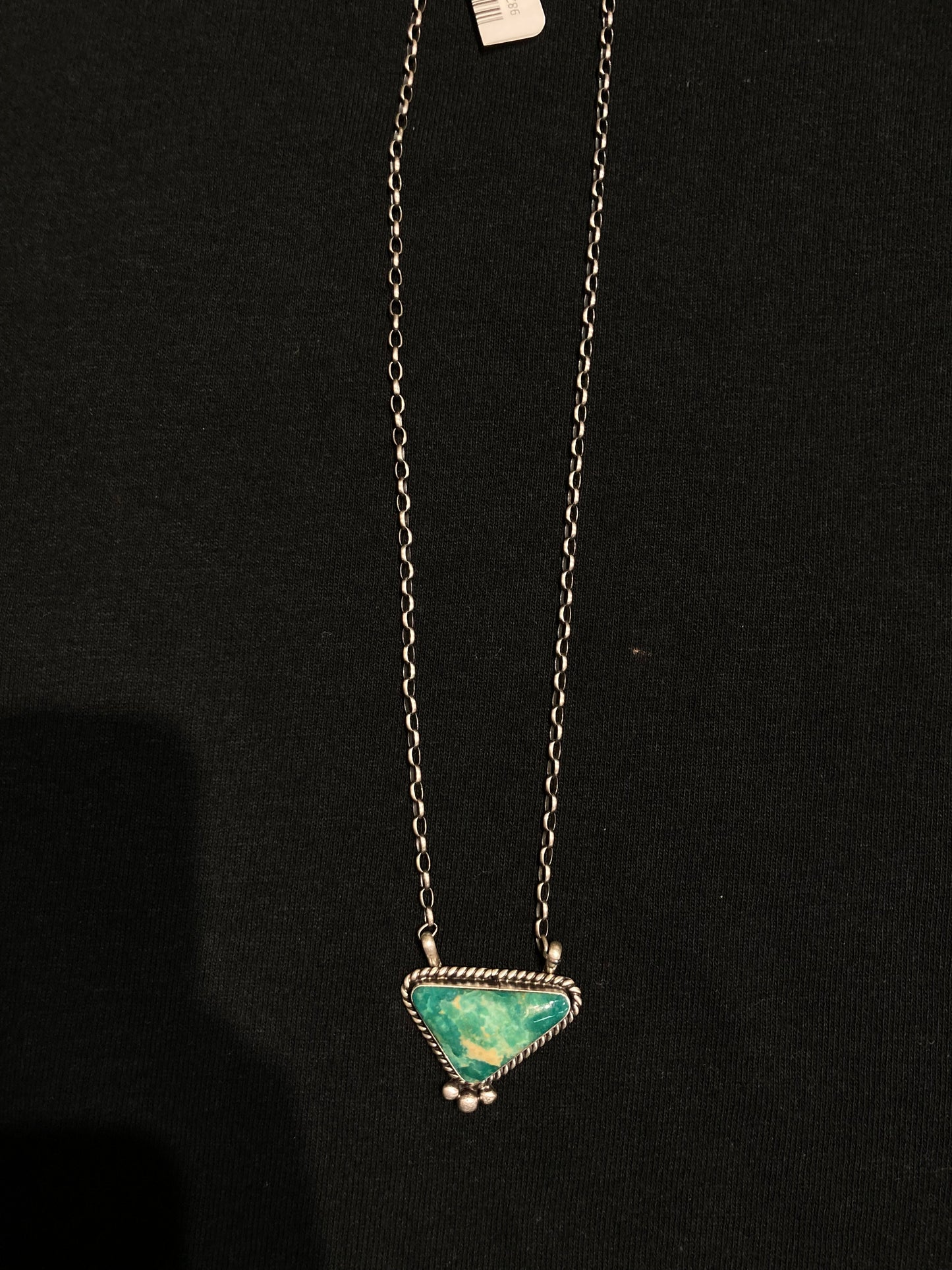 18" Kingman Turquoise Triangle Necklace by Augustine Largo, Navajo