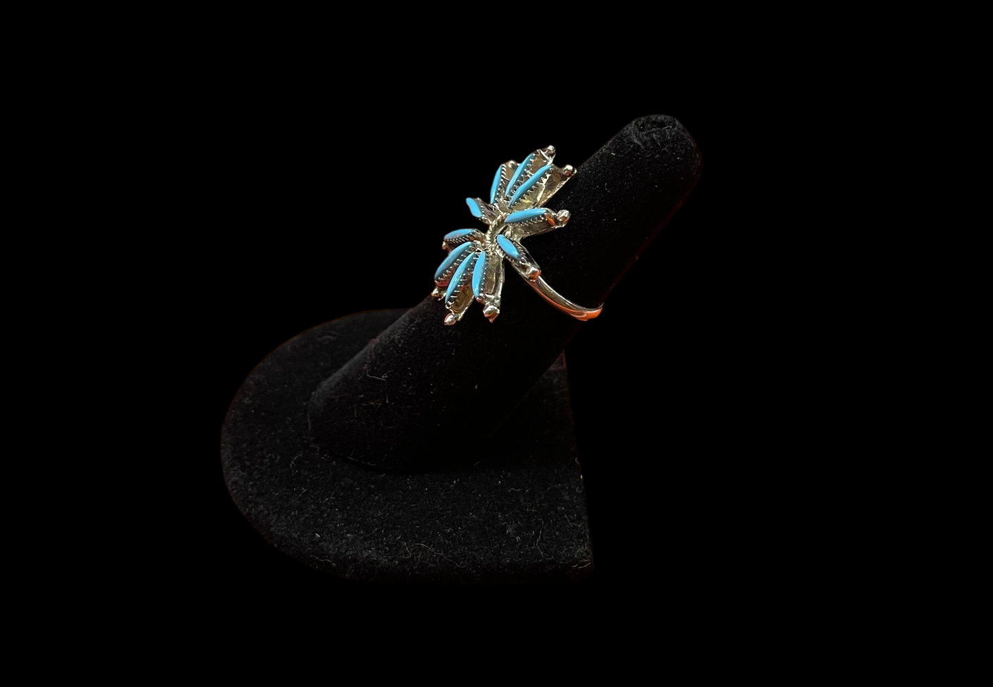 5.5 Sleeping Beauty Turquoise Needlepoint RIng by Yvette Kaamasee, Zuni