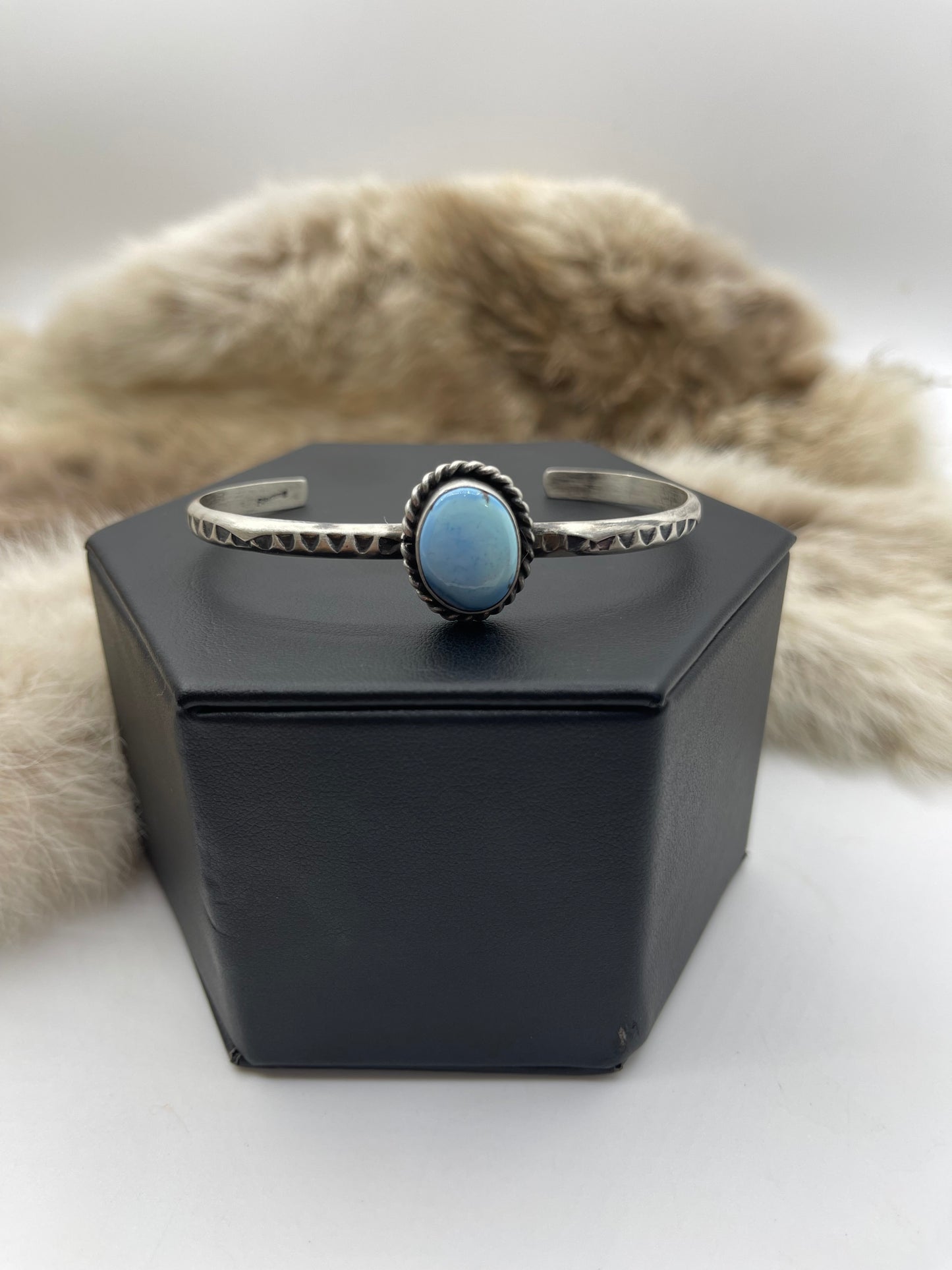 5.5"-7" Single Stone Golden Hills Turquoise Cuff by Donovan Skeet, Navajo