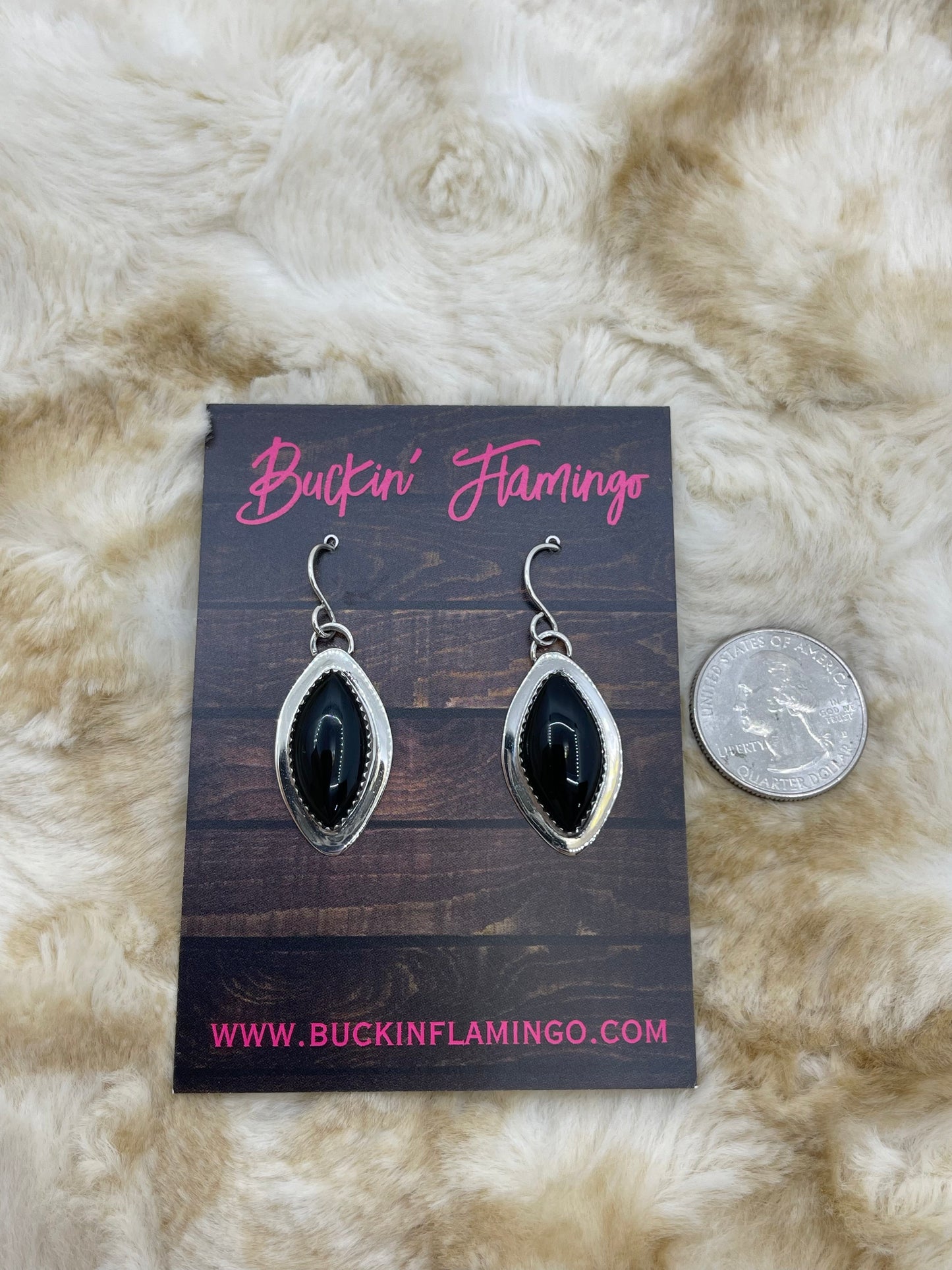 Black Onyx Earrings by Marie Jackson, Navajo