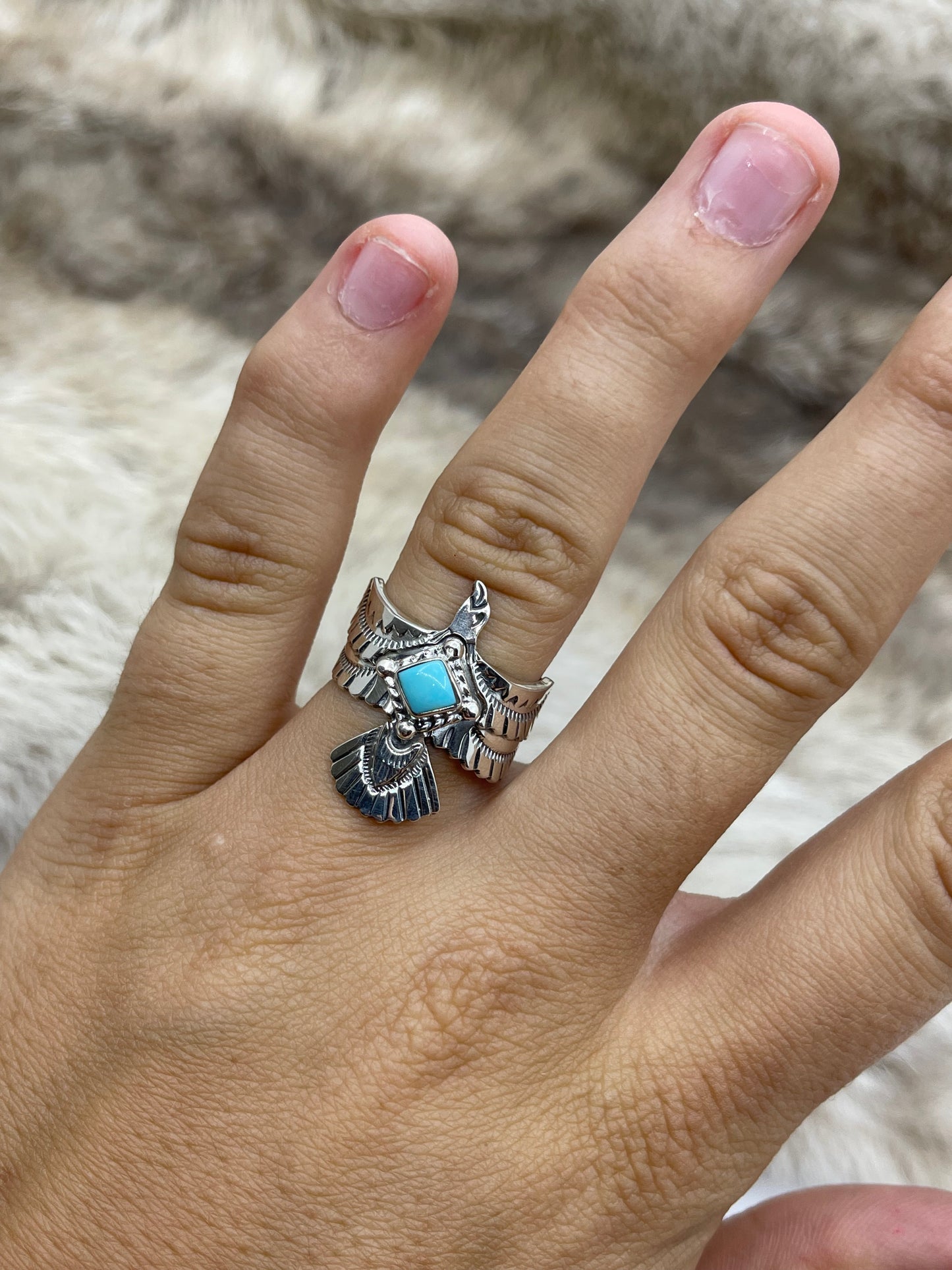 6.5 Semi-Adjustable Thunderbird with Turquoise by Jeremy Delgarito, Navajo
