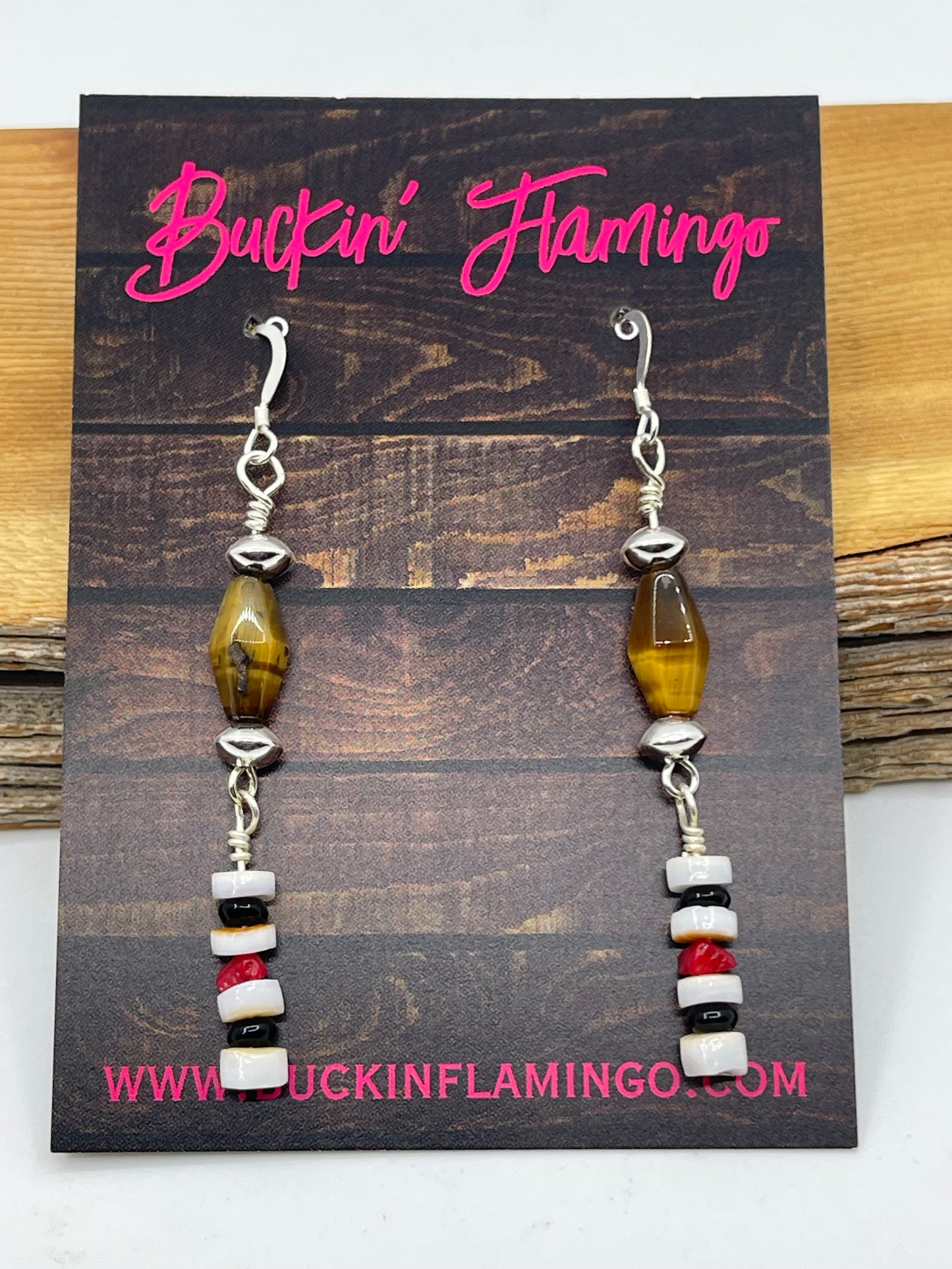 Tigers Eye with Fresh Water Pearls Dangle Earrings