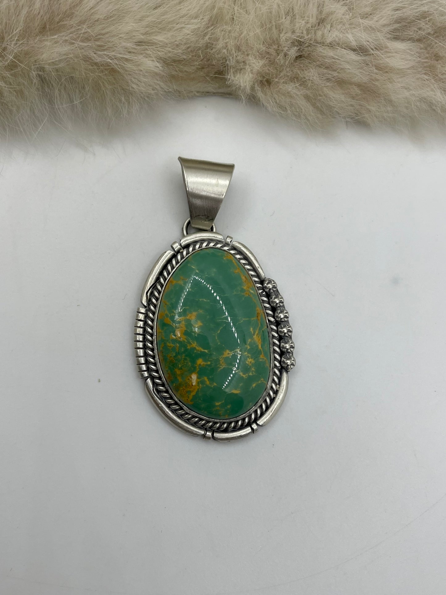 8.4mm Bale Royston Turquoise Pendant by John Nelson, Navajo
