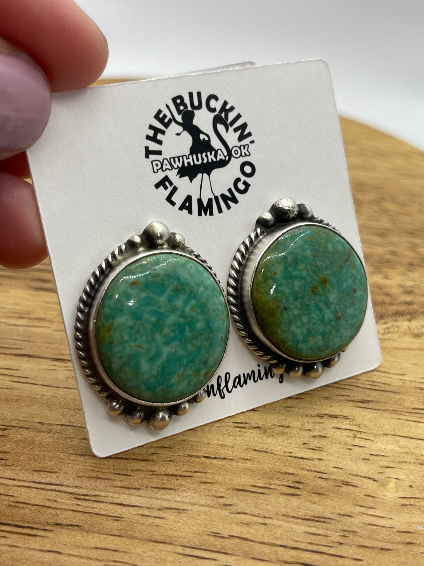 Royston Turquoise Post Earrings by Elouise Kee, Navajo
